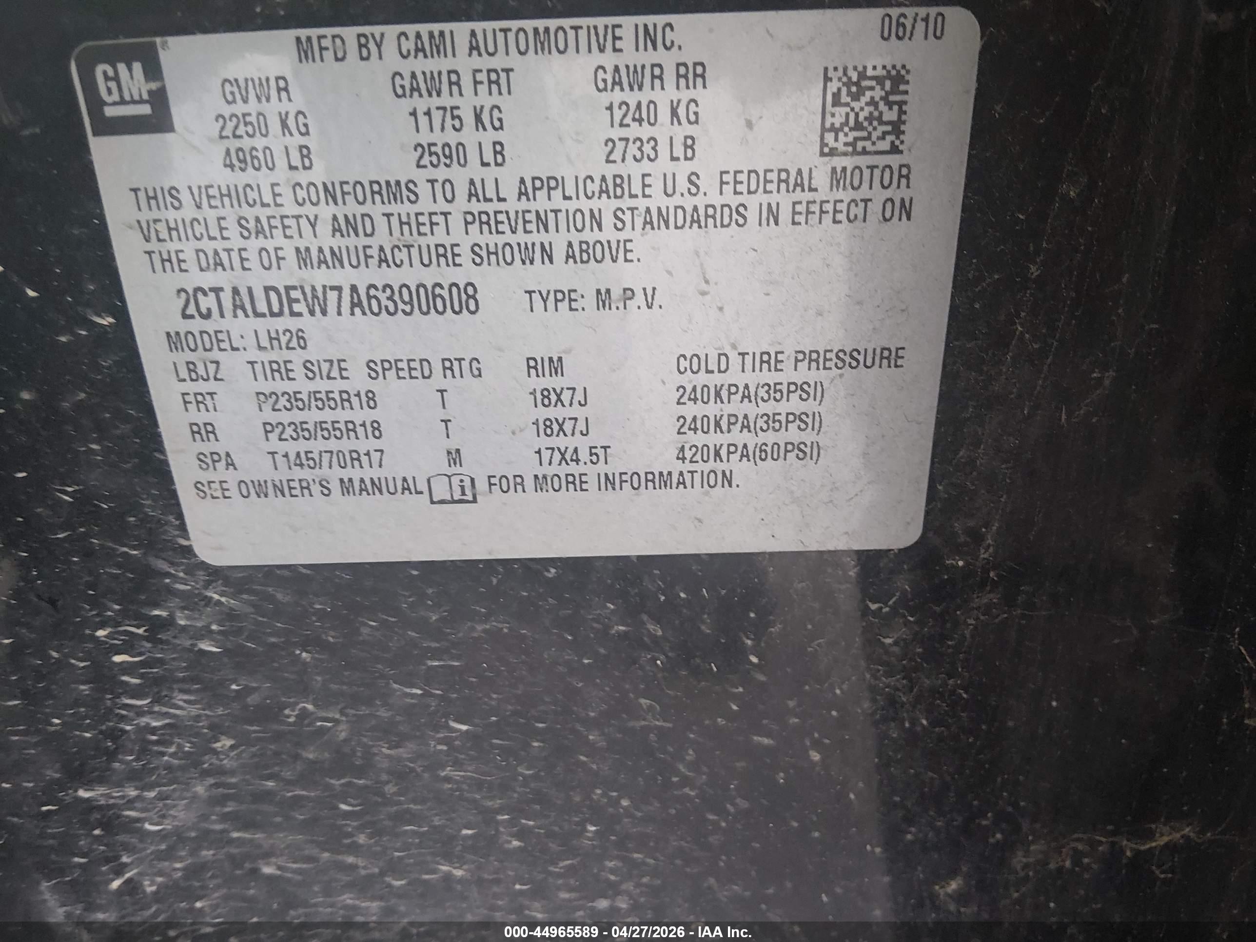 2010 Gmc Terrain Sle-2 Black vin: 2CTALDEW7A6390608