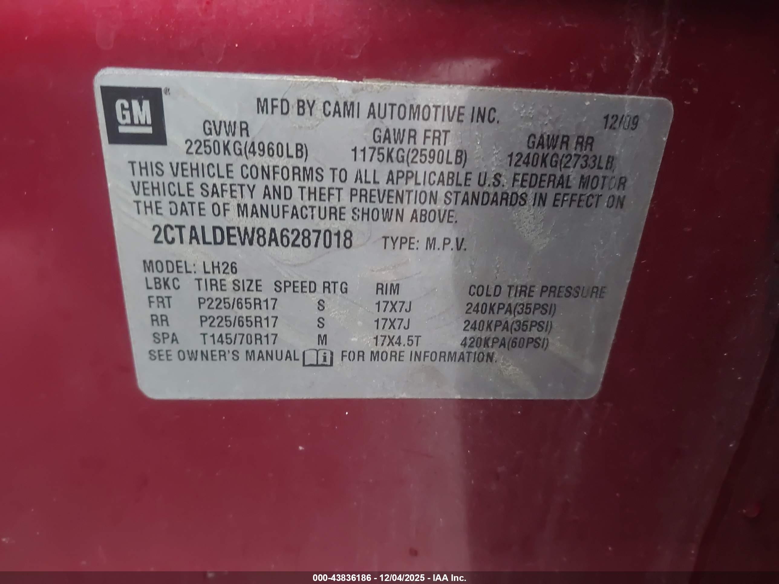 2010 Gmc Terrain Sle-2 Бордовый vin: 2CTALDEW8A6287018