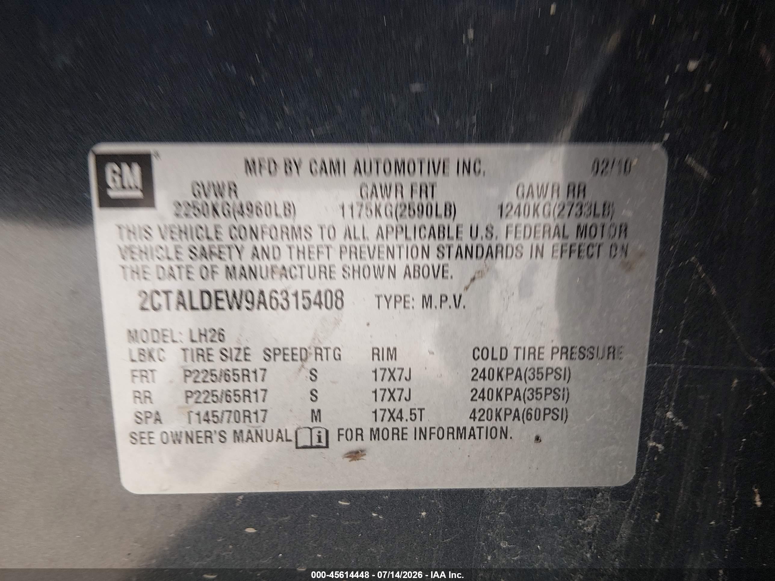2010 Gmc Terrain Sle-2 Beige vin: 2CTALDEW9A6315408