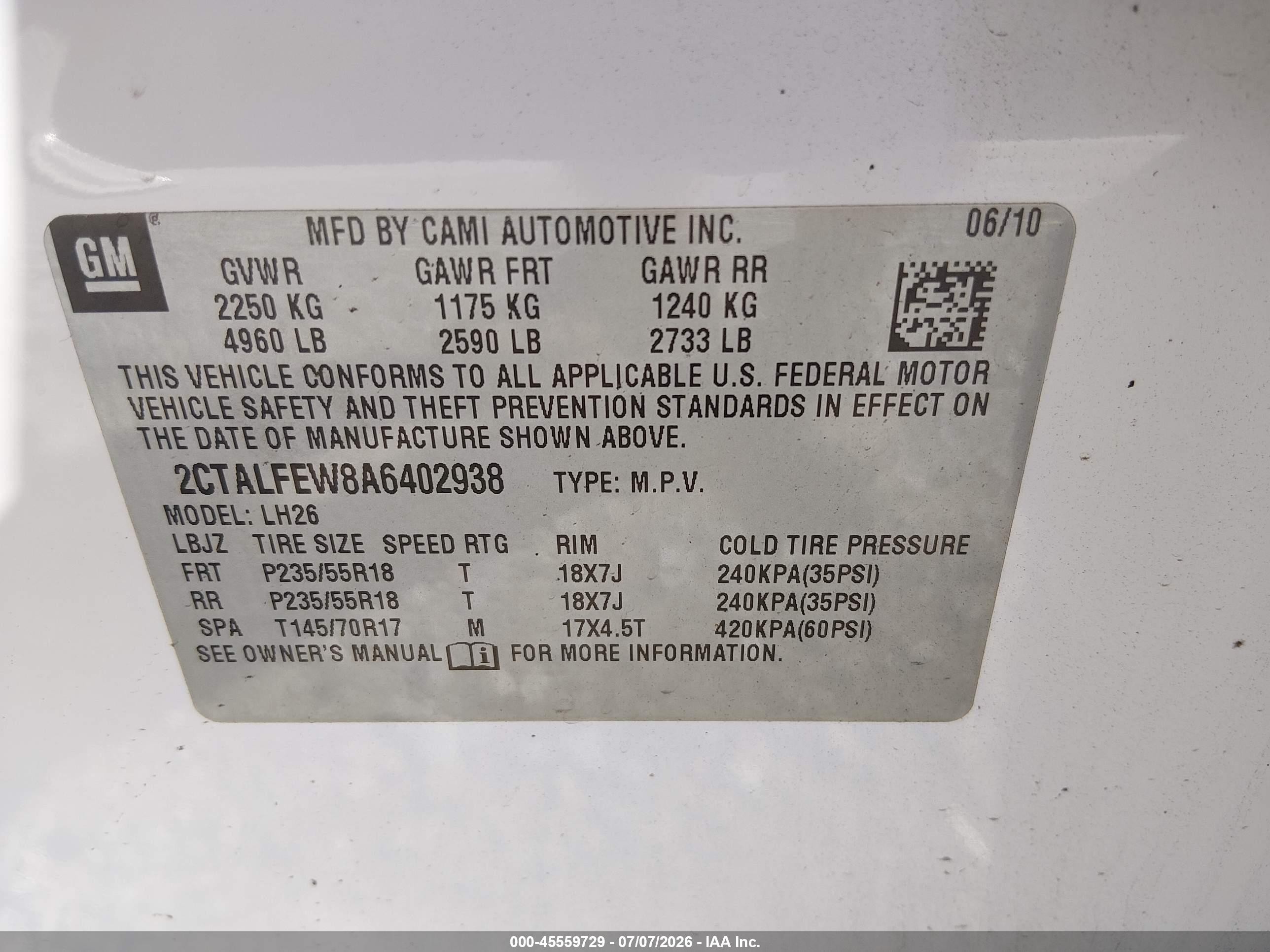 2010 Gmc Terrain Slt-1 White vin: 2CTALFEW8A6402938