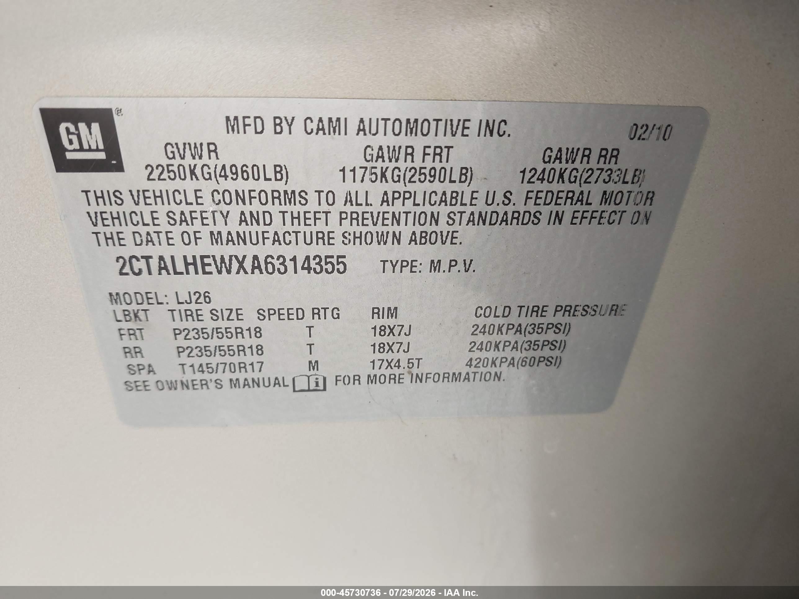 2010 Gmc Terrain Slt-2 Beige vin: 2CTALHEWXA6314355