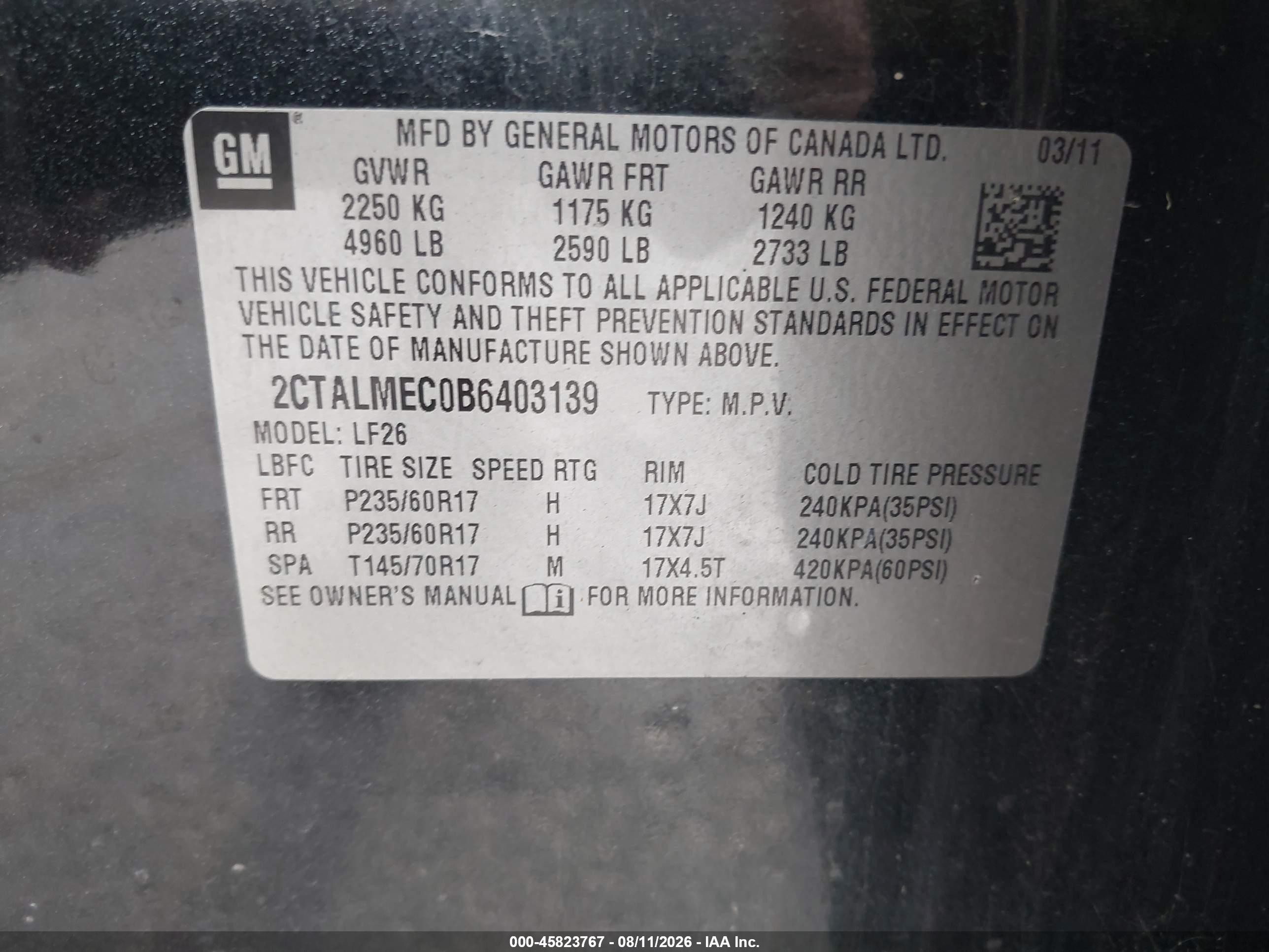 2011 Gmc Terrain Sle-1 Black vin: 2CTALMEC0B6403139