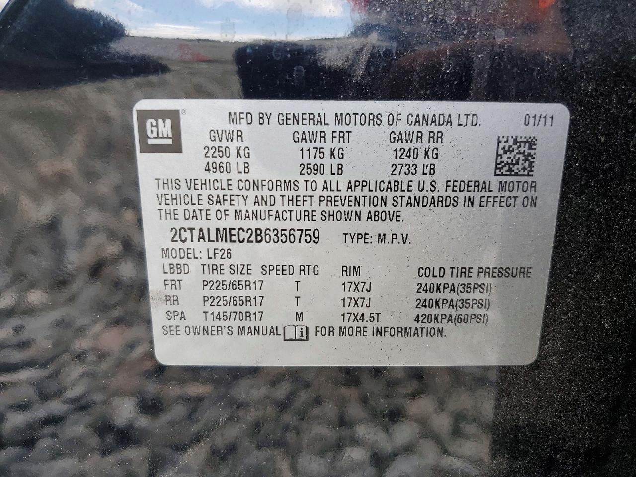 2011 Gmc Terrain Sle Black vin: 2CTALMEC2B6356759