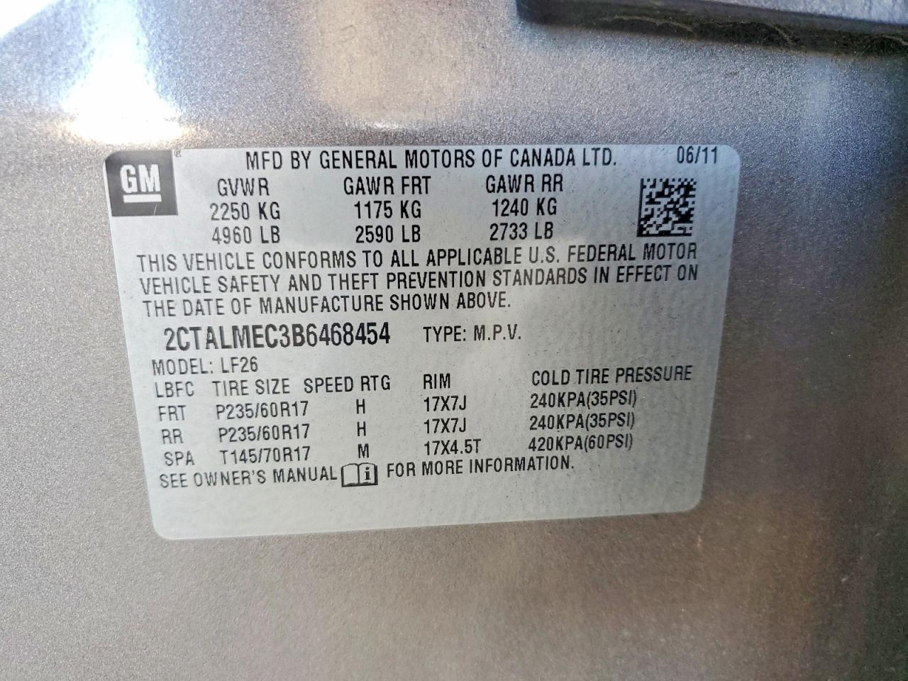 2011 Gmc Terrain Sle Gray vin: 2CTALMEC3B6468454