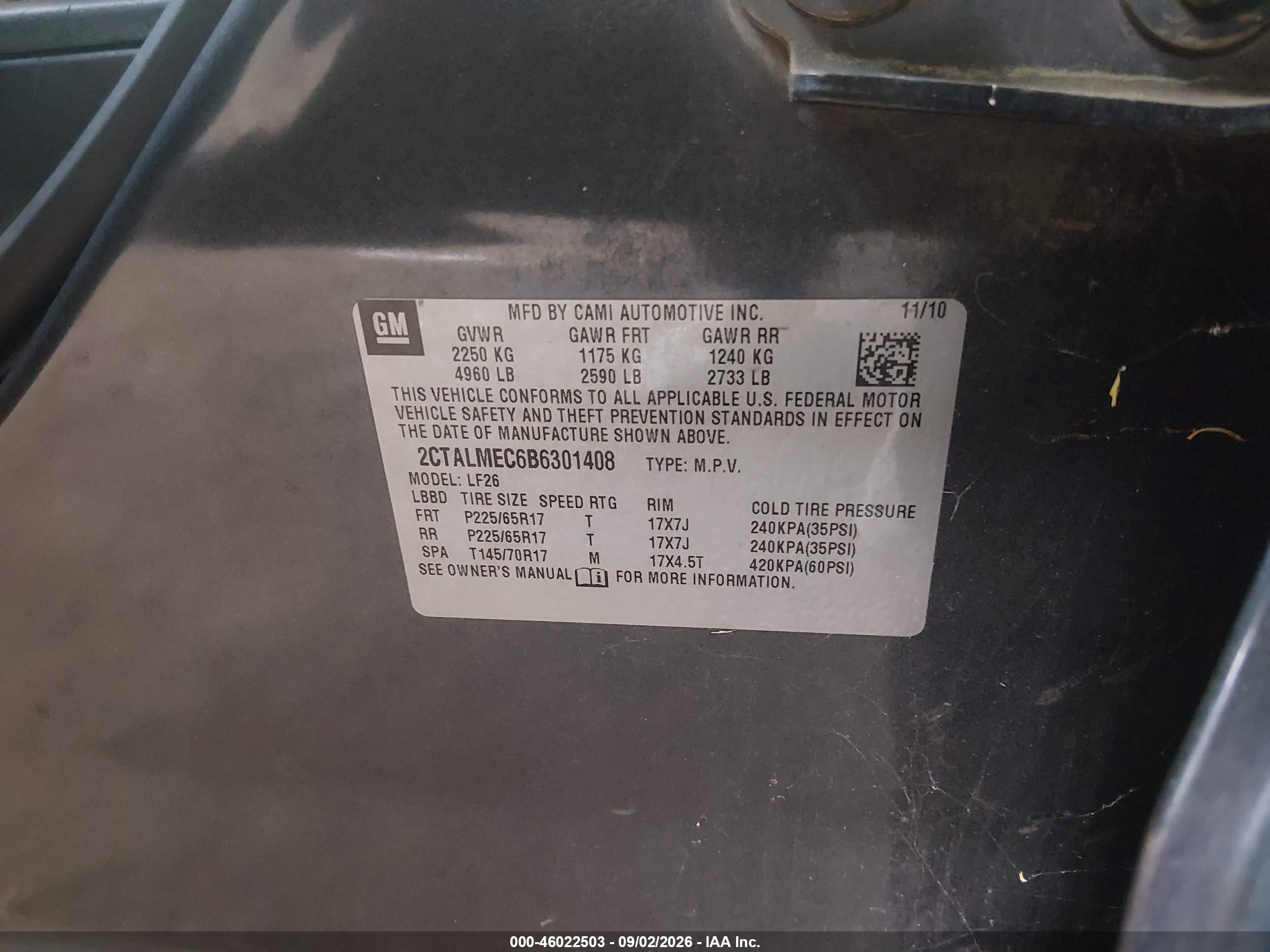 2011 Gmc Terrain Sle-1 Pewter vin: 2CTALMEC6B6301408