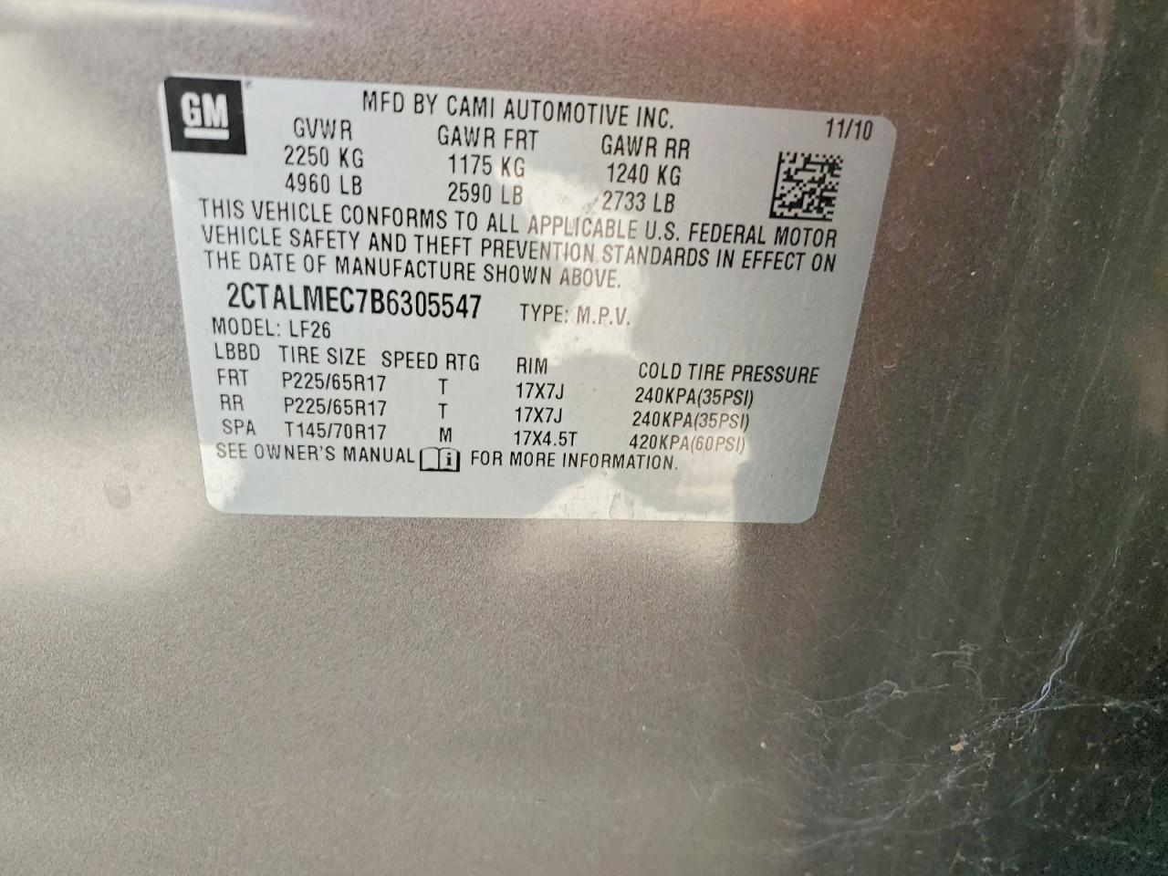 2011 Gmc Terrain Sle Gray vin: 2CTALMEC7B6305547