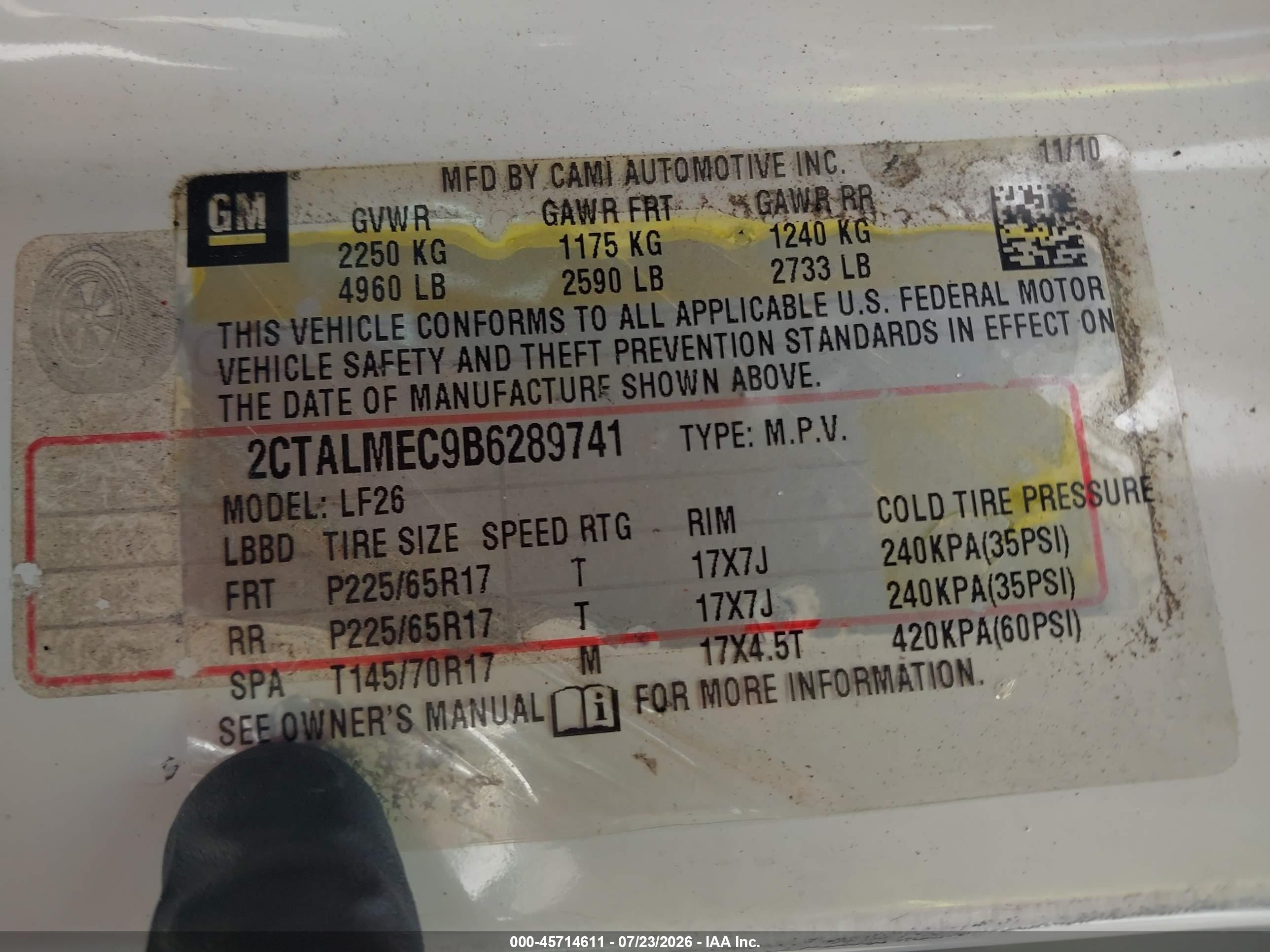 2011 Gmc Terrain Sle-1 White vin: 2CTALMEC9B6289741