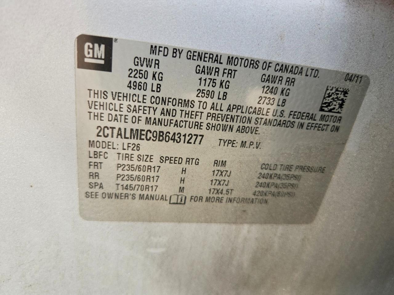 2011 Gmc Terrain Sle Silver vin: 2CTALMEC9B6431277
