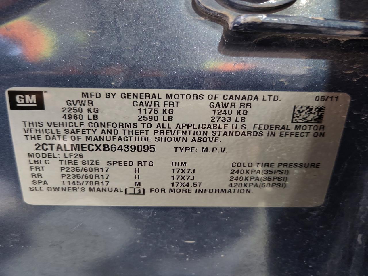 2011 Gmc Terrain Sle Teal vin: 2CTALMECXB6439095