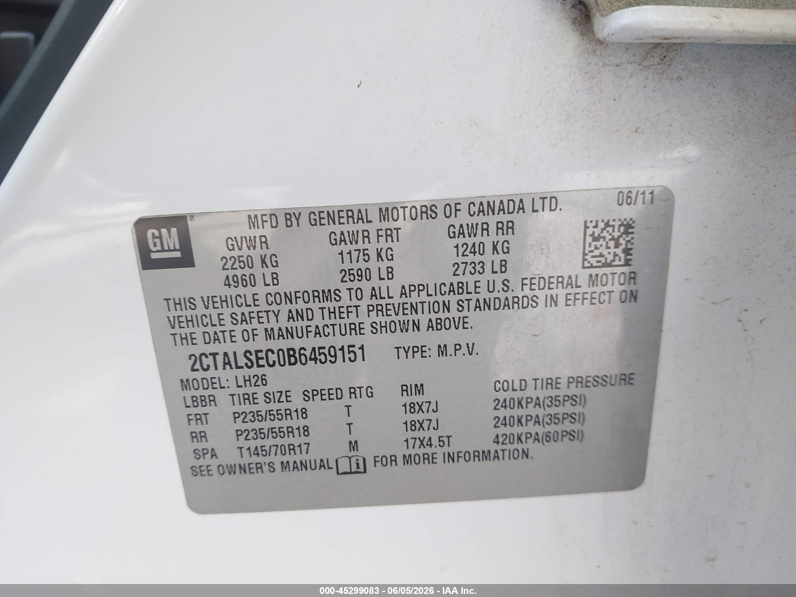 2011 Gmc Terrain Sle-2 White vin: 2CTALSEC0B6459151
