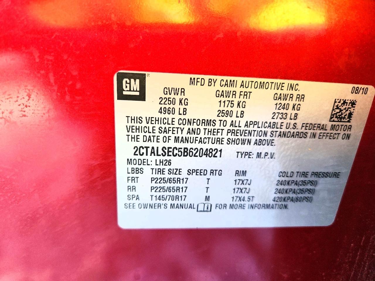 2011 Gmc Terrain Sle Red vin: 2CTALSEC5B6204821