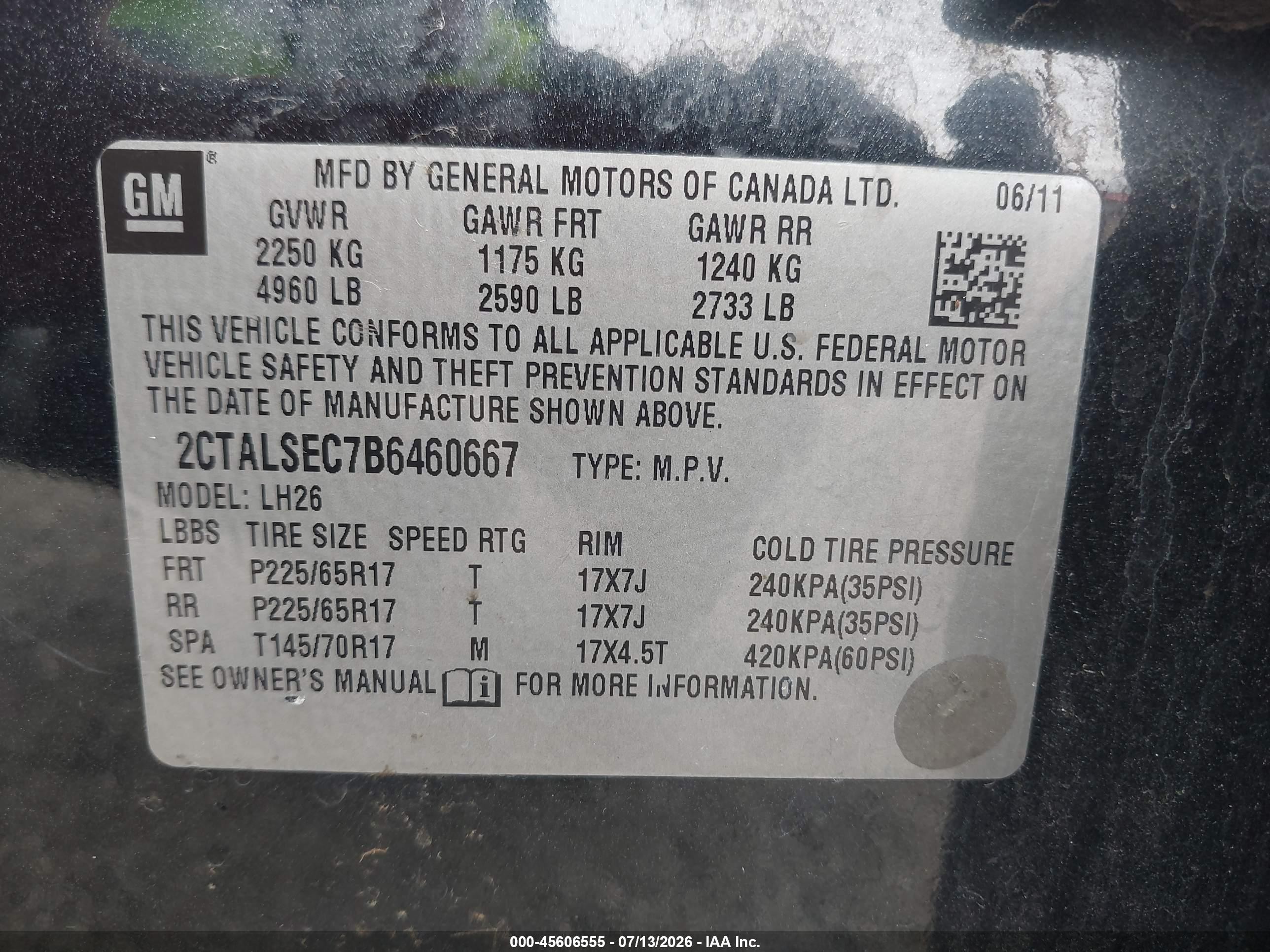 2011 Gmc Terrain Sle-2 Черный vin: 2CTALSEC7B6460667
