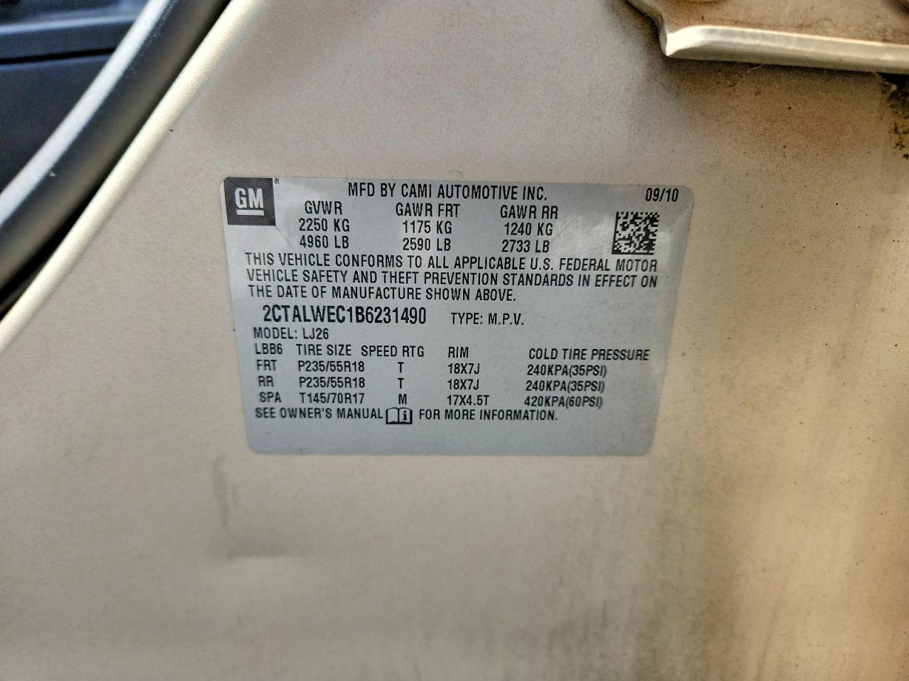 2011 Gmc Terrain Slt Beige vin: 2CTALWEC1B6231490