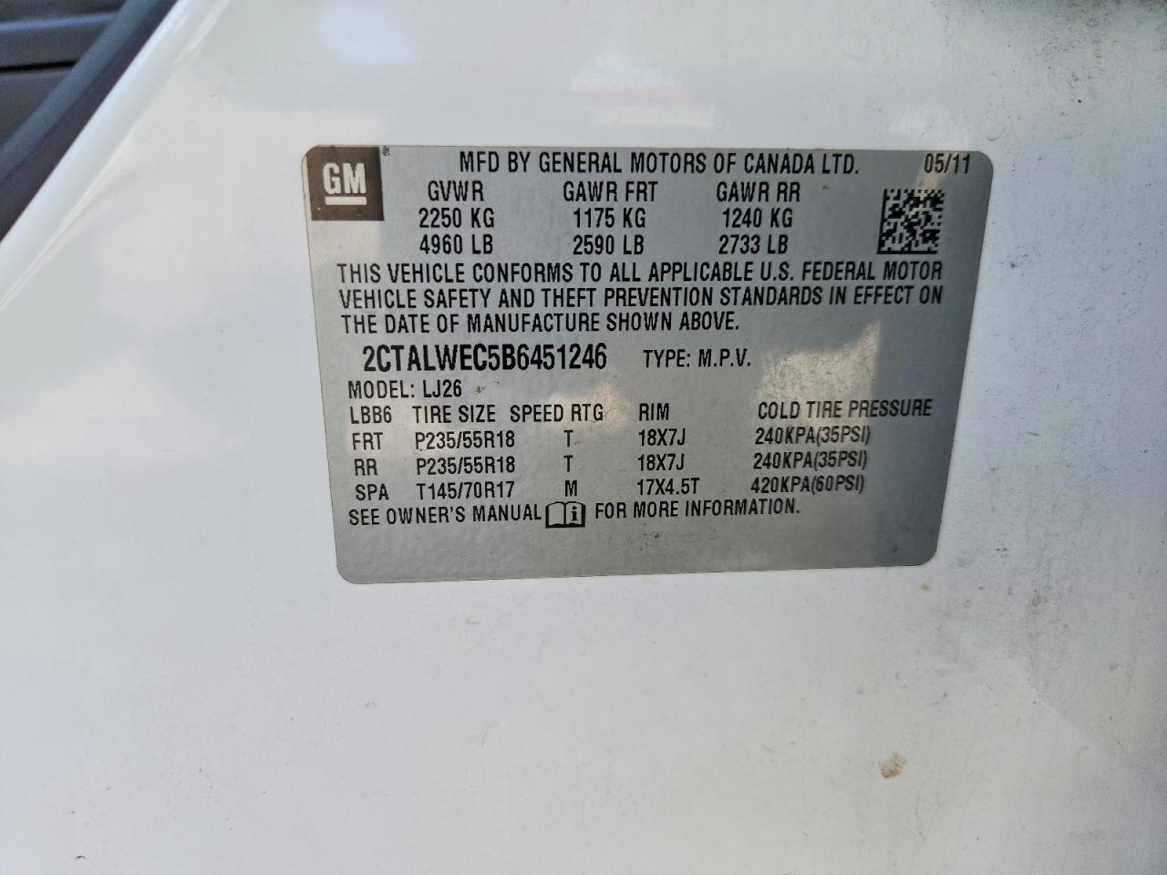 2011 Gmc Terrain Slt White vin: 2CTALWEC5B6451246