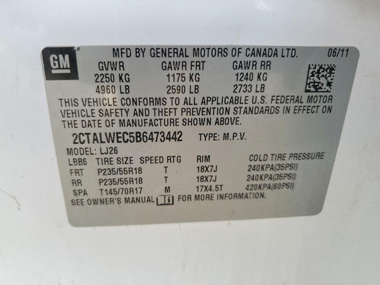 2011 Gmc Terrain Slt White vin: 2CTALWEC5B6473442