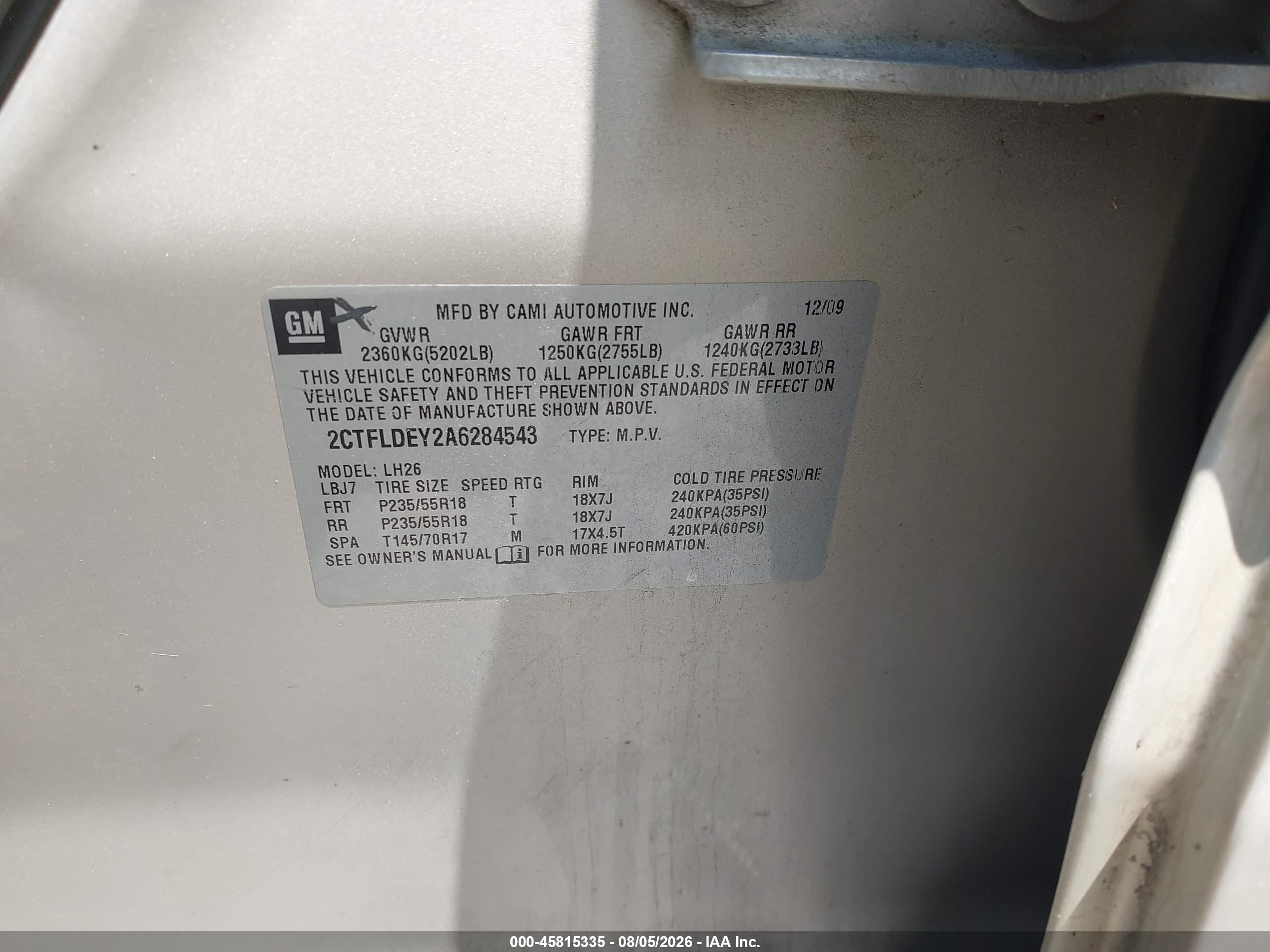 2010 Gmc Terrain Sle-2 Gold vin: 2CTFLDEY2A6284543
