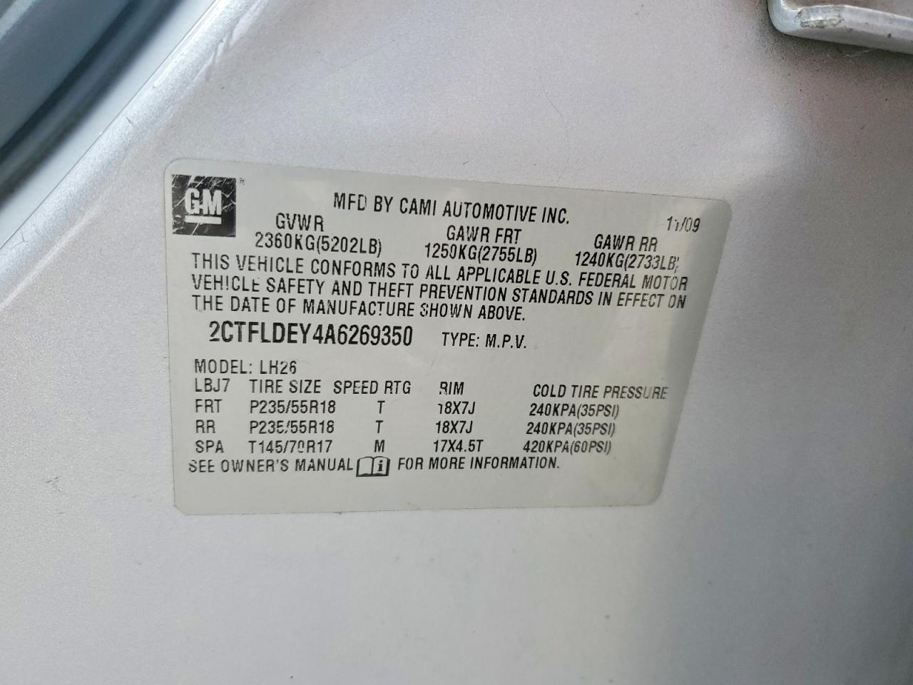 2010 Gmc Terrain Sle Серебряный vin: 2CTFLDEY4A6269350