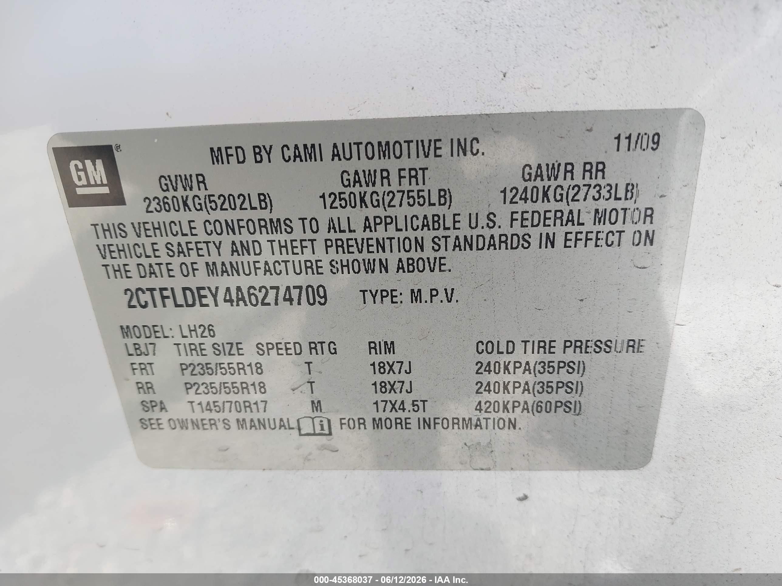 2010 Gmc Terrain Sle-2 White vin: 2CTFLDEY4A6274709