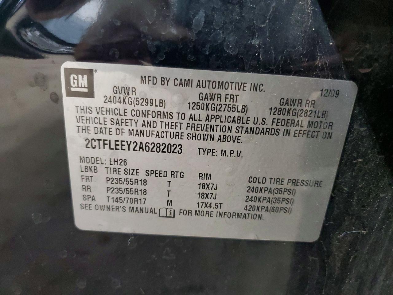 2010 Gmc Terrain Sle Black vin: 2CTFLEEY2A6282023