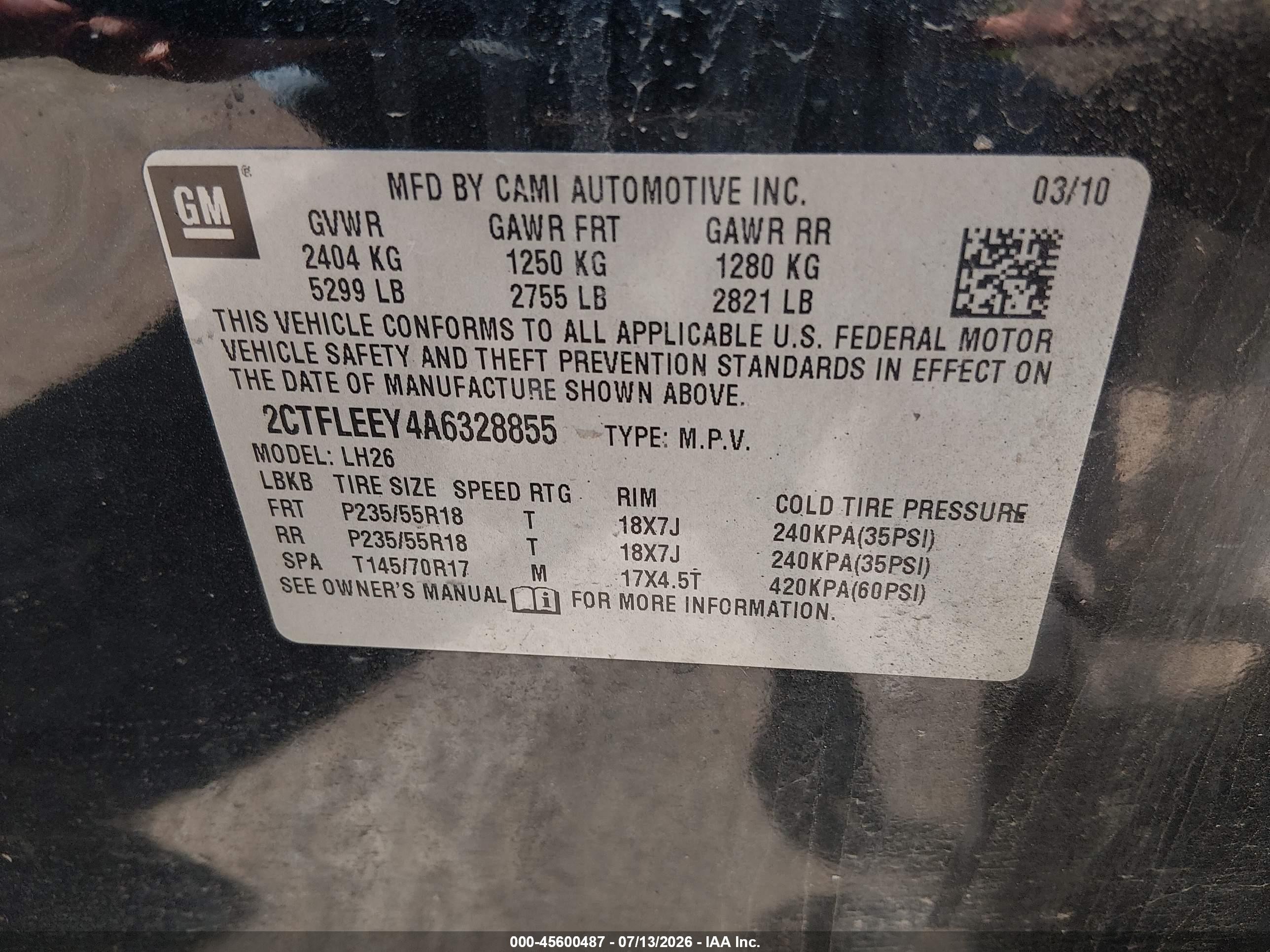 2010 Gmc Terrain Sle-2 Black vin: 2CTFLEEY4A6328855