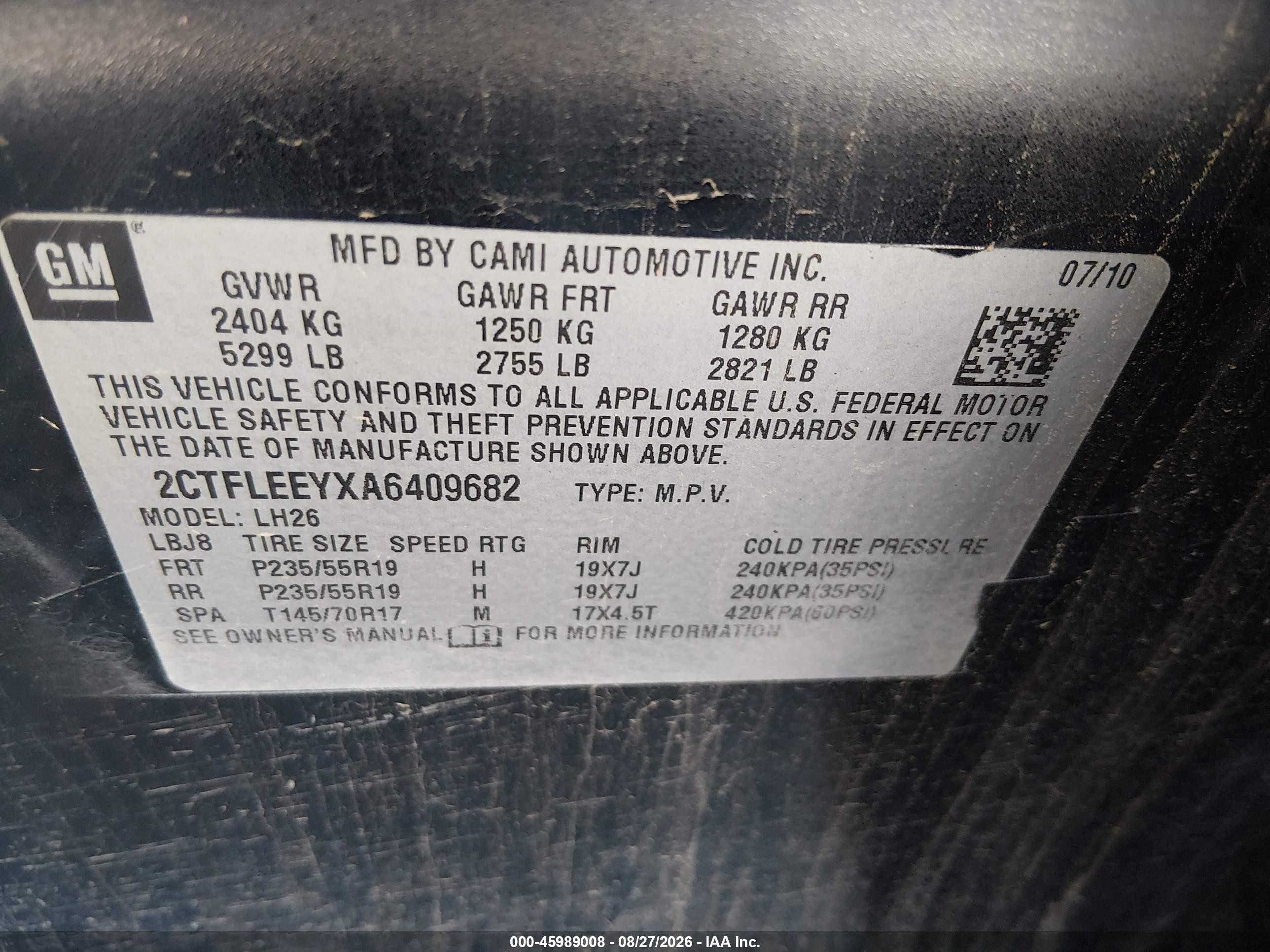 2010 Gmc Terrain Sle-2 Black vin: 2CTFLEEYXA6409682