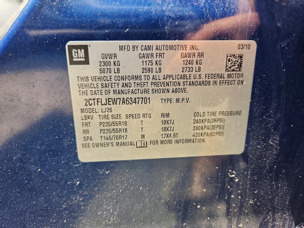 2010 Gmc Terrain Slt Blue vin: 2CTFLJEW7A6347701