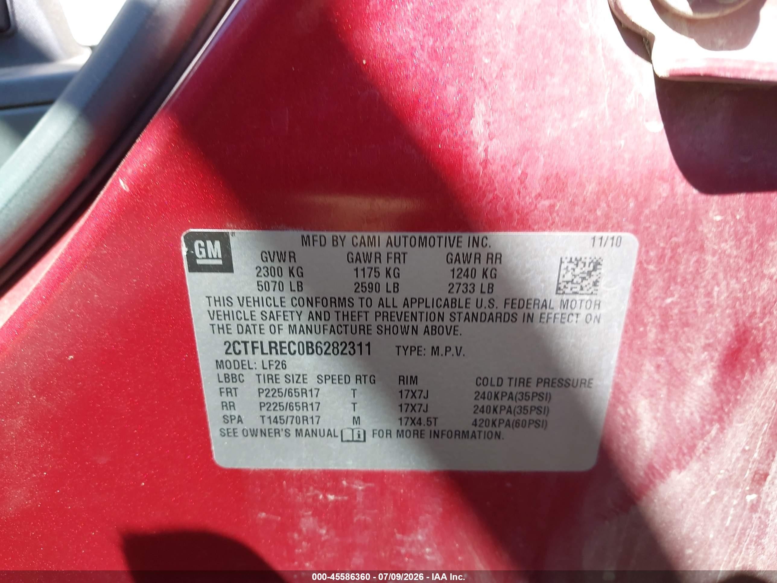 2011 Gmc Terrain Sle-1 Red vin: 2CTFLREC0B6282311