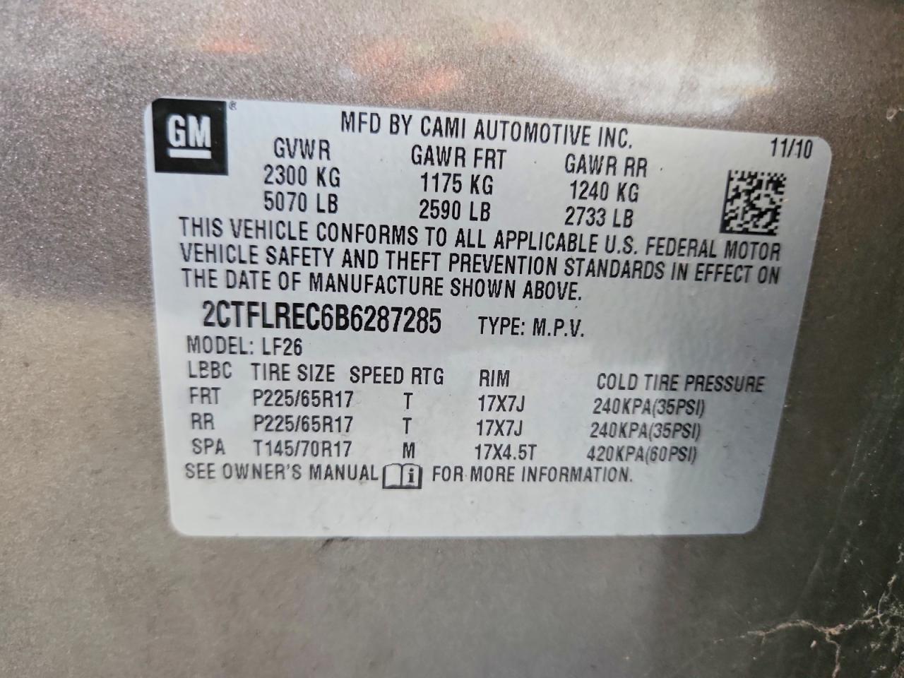 2011 Gmc Terrain Sle Gray vin: 2CTFLREC6B6287285