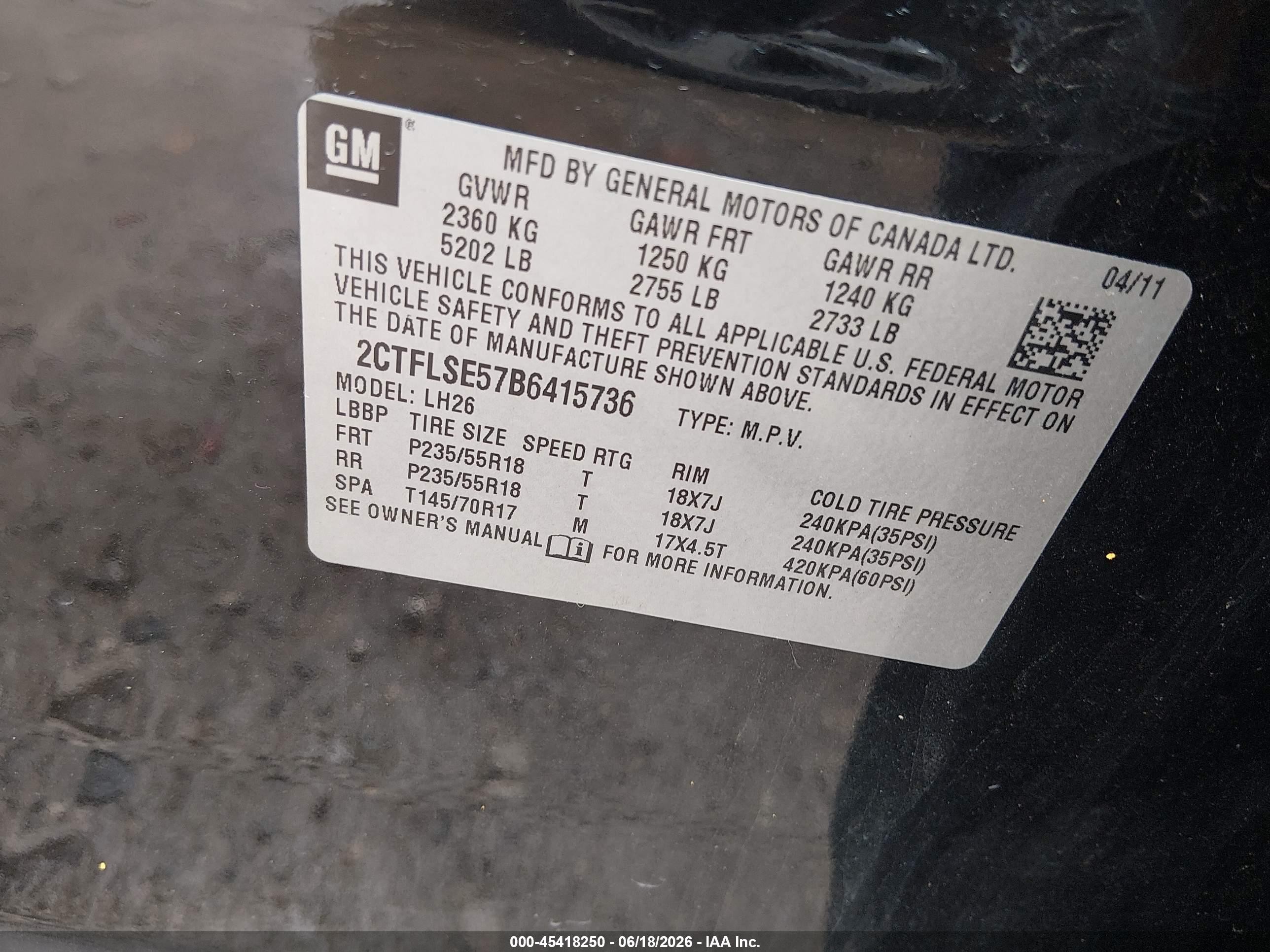 2011 Gmc Terrain Sle-2 Black vin: 2CTFLSE57B6415736