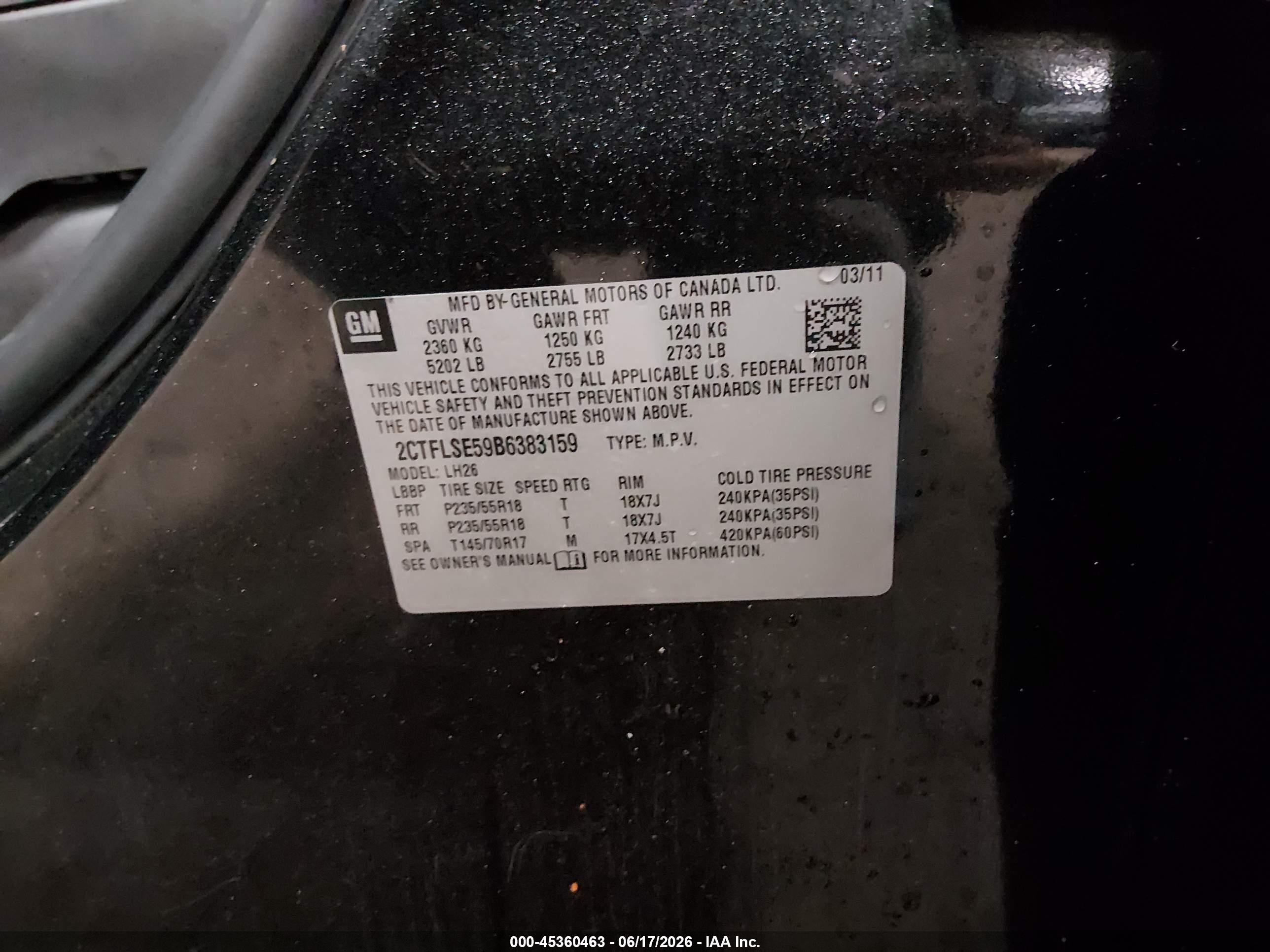 2011 Gmc Terrain Sle-2 Black vin: 2CTFLSE59B6383159