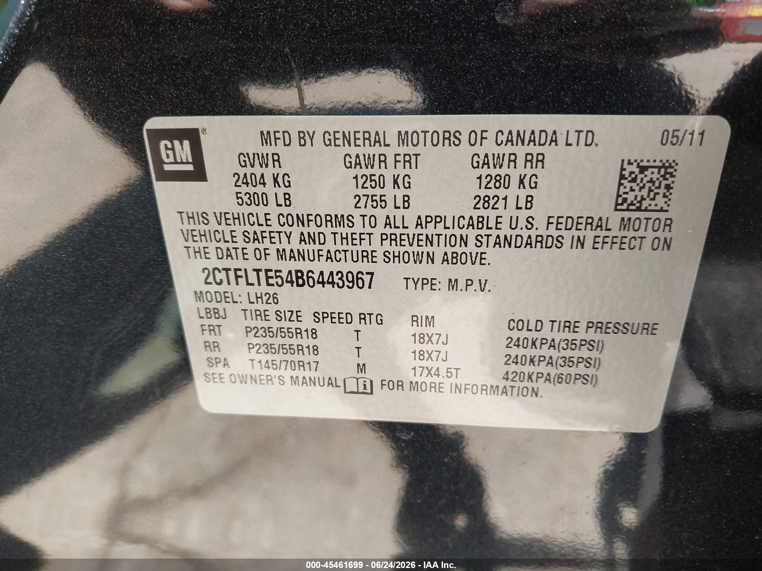 2011 Gmc Terrain Sle-2 Black vin: 2CTFLTE54B6443967