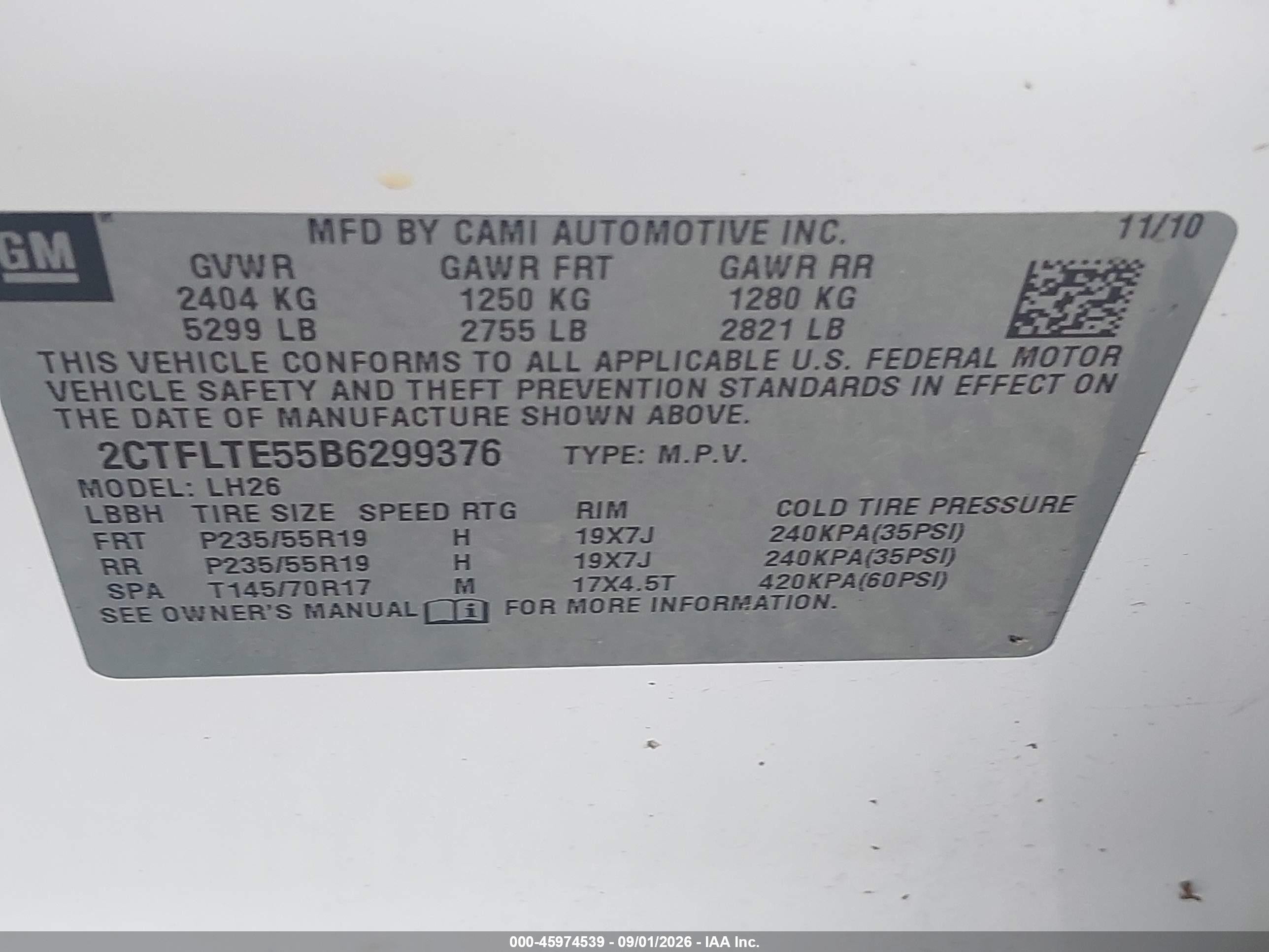 2011 Gmc Terrain Sle-2 White vin: 2CTFLTE55B6299376
