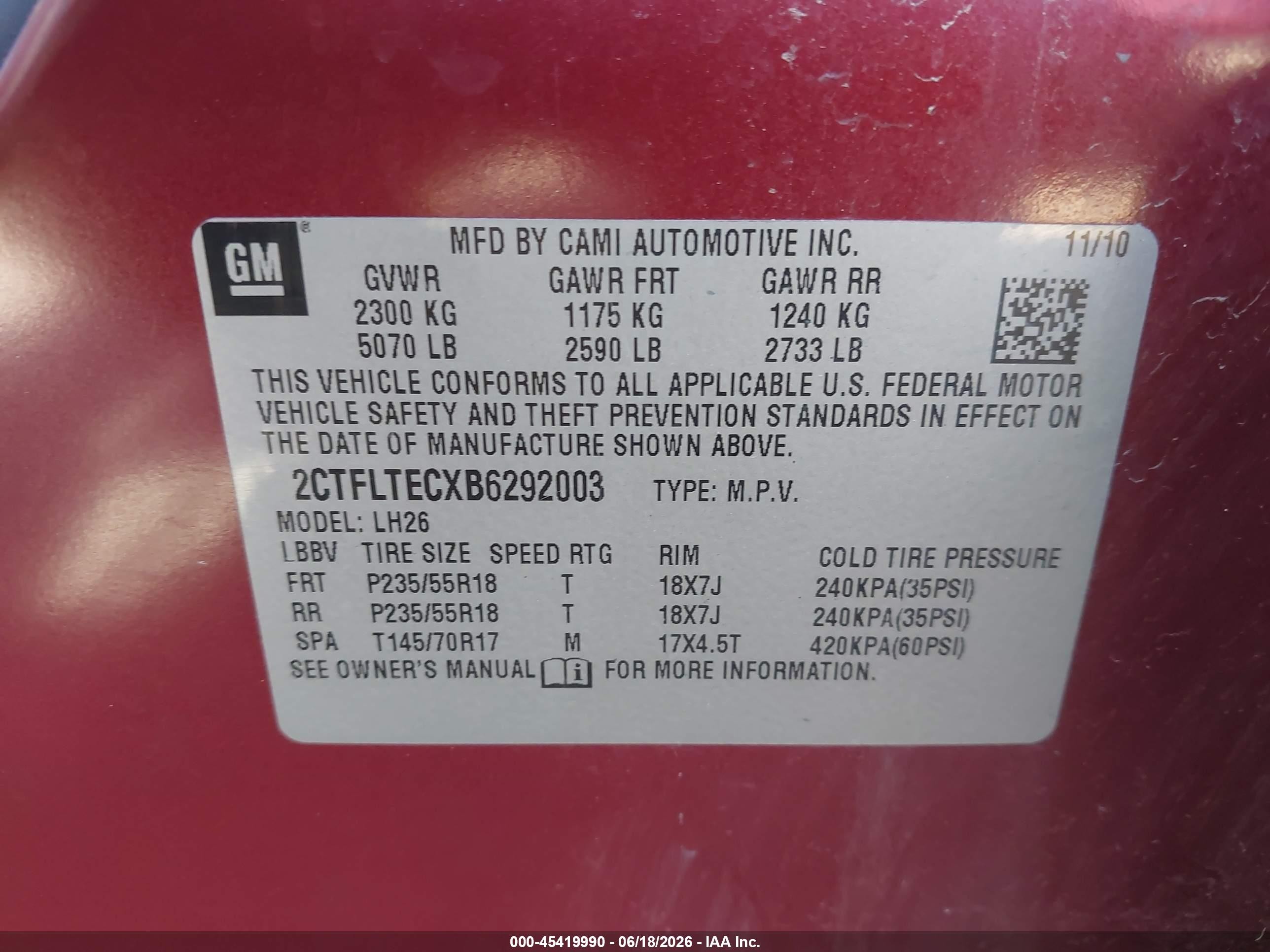 2011 Gmc Terrain Sle-2 Красный vin: 2CTFLTECXB6292003