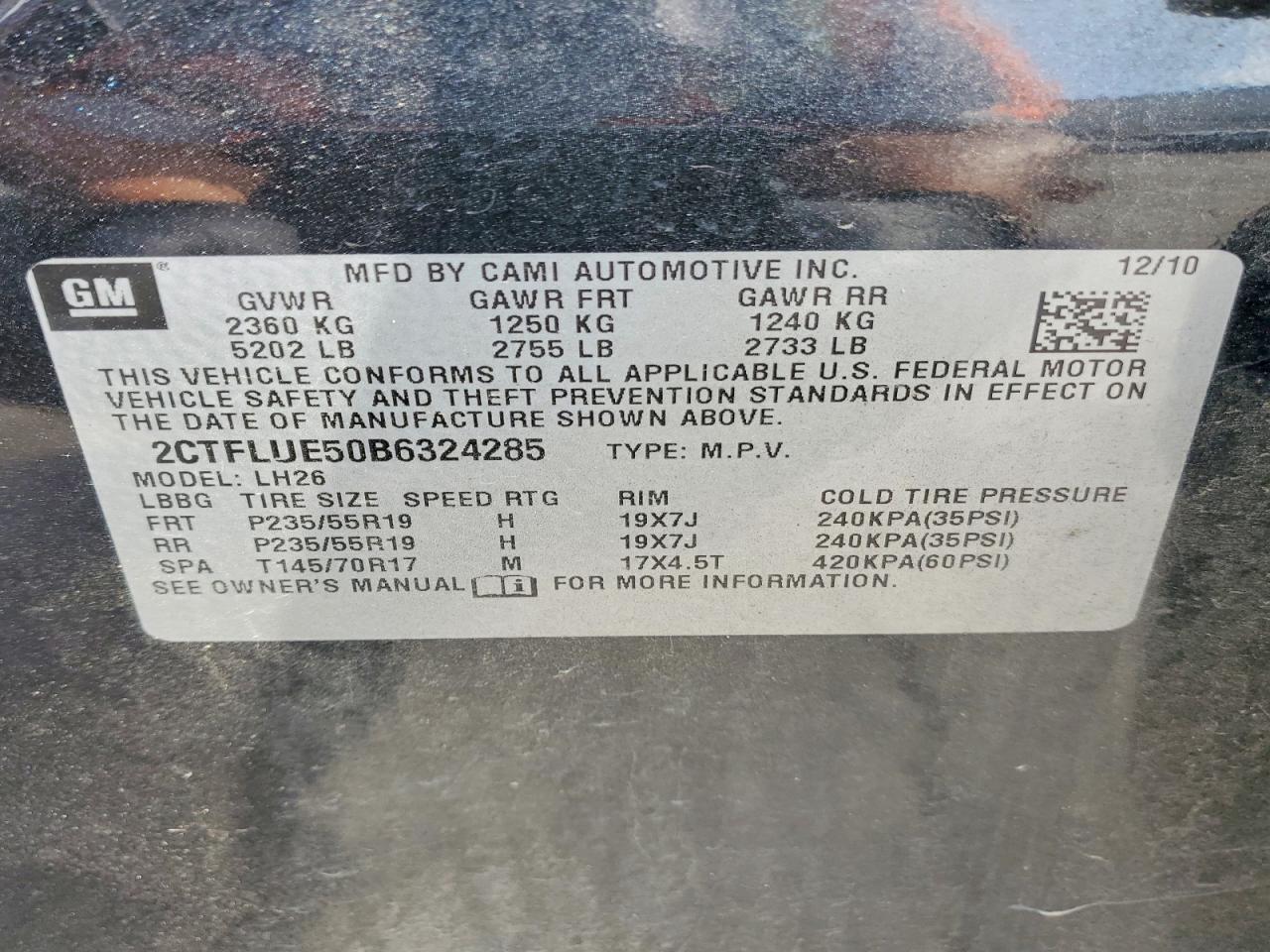 2011 Gmc Terrain Черный vin: 2CTFLUE50B6324285