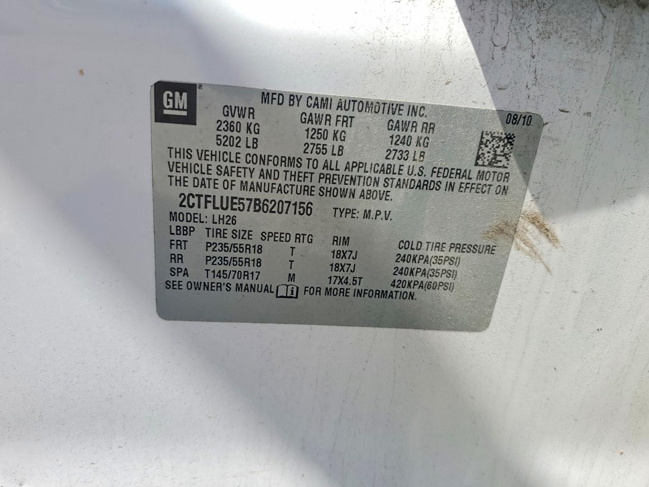 2011 Gmc Terrain Slt White vin: 2CTFLUE57B6207156