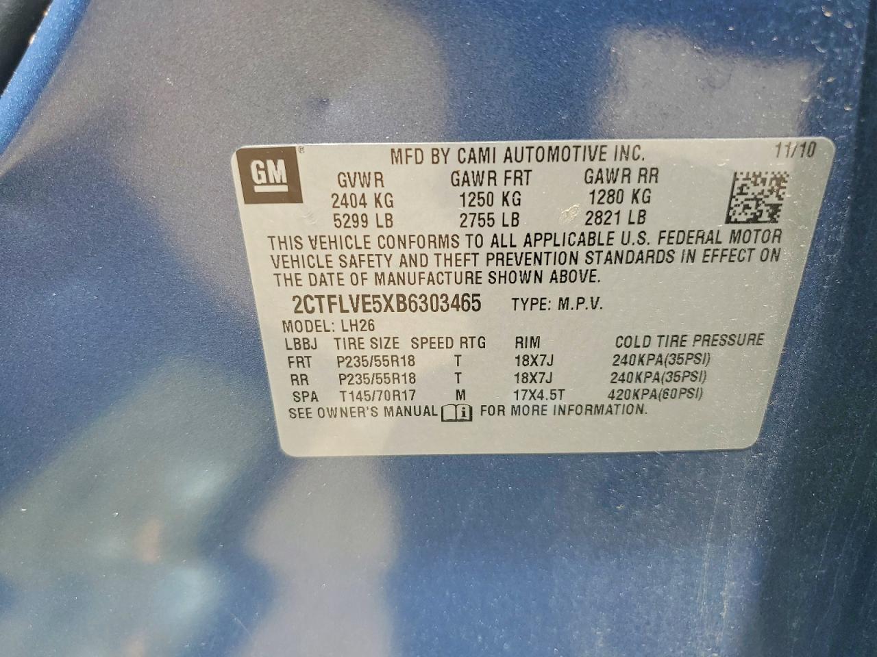 2011 Gmc Terrain Slt Blue vin: 2CTFLVE5XB6303465