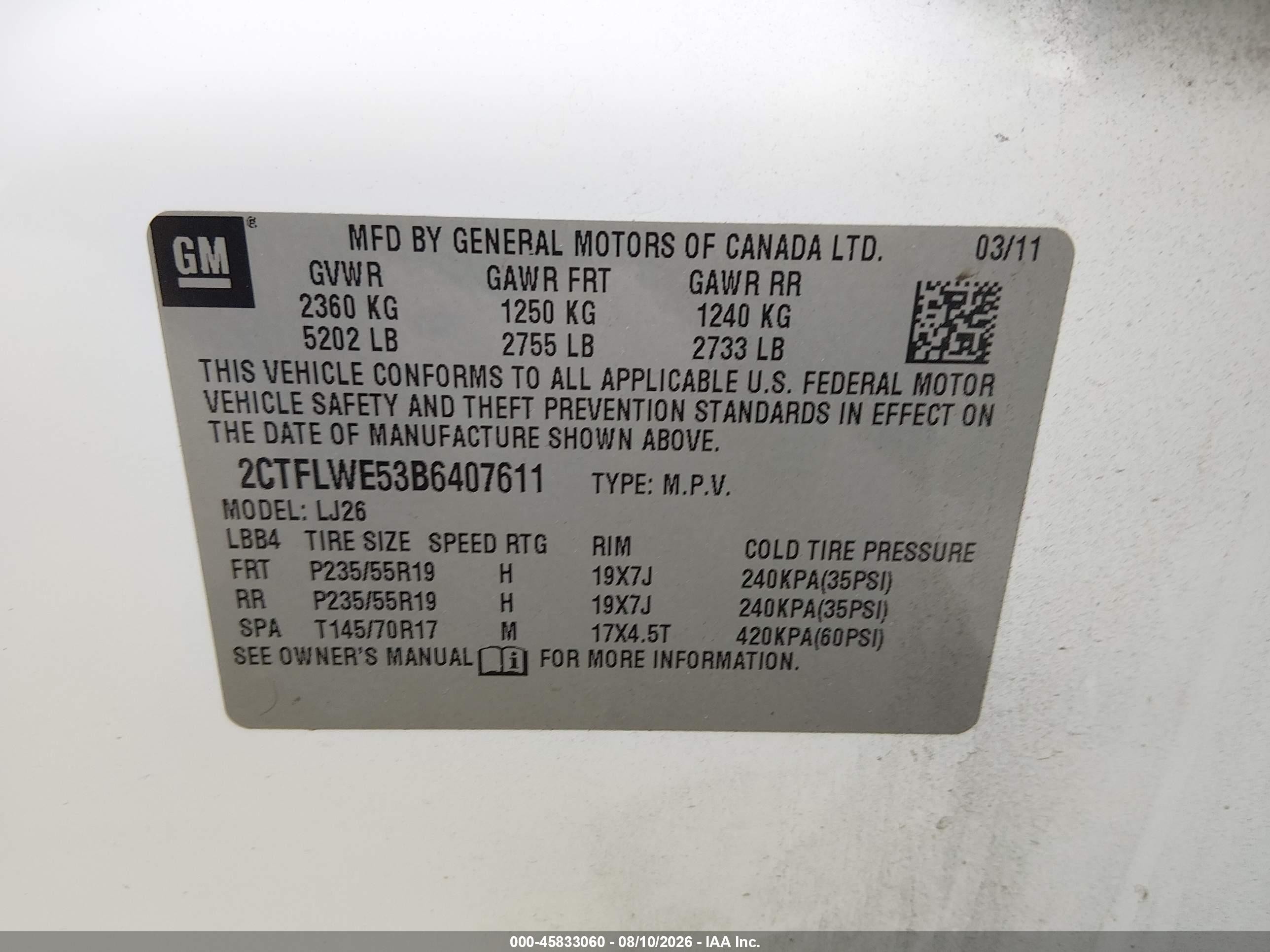 2011 Gmc Terrain Slt-2 Белый vin: 2CTFLWE53B6407611