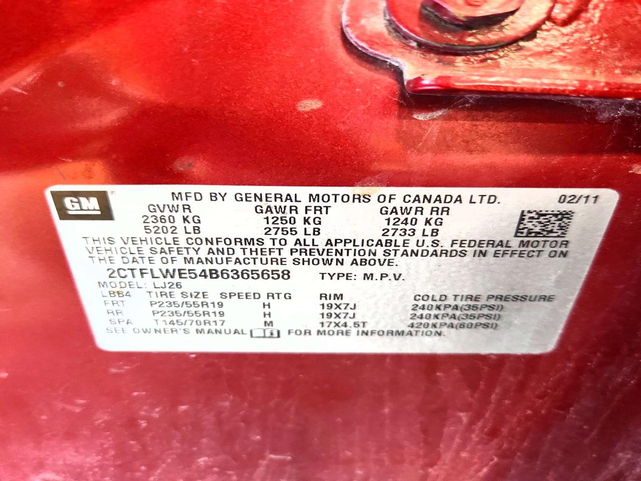 2011 Gmc Terrain Slt Red vin: 2CTFLWE54B6365658