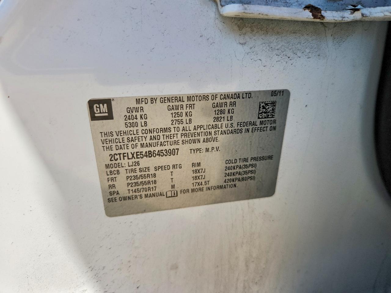 2011 Gmc Terrain Slt White vin: 2CTFLXE54B6453907