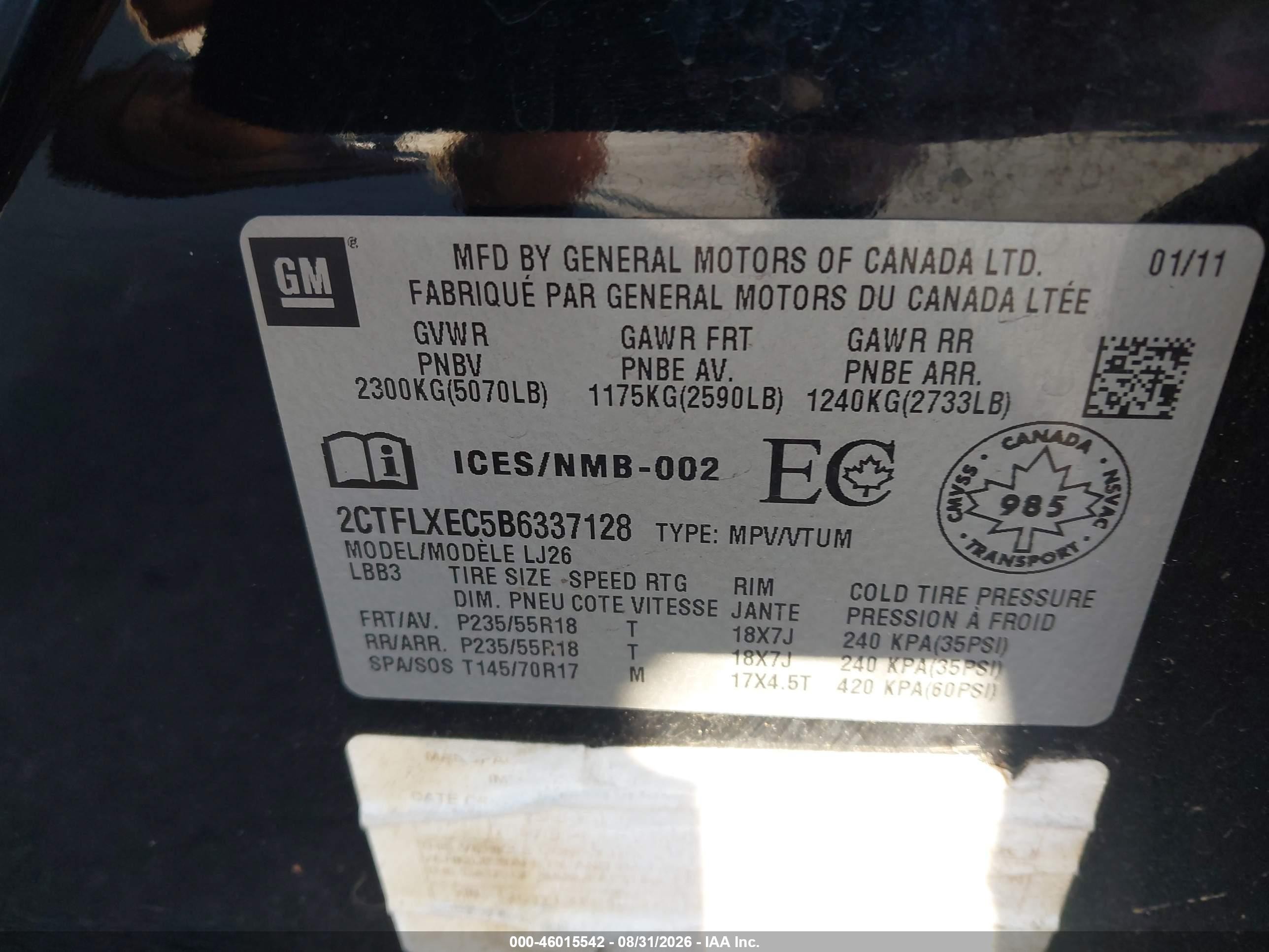 2011 Gmc Terrain Slt-2 Черный vin: 2CTFLXEC5B6337128