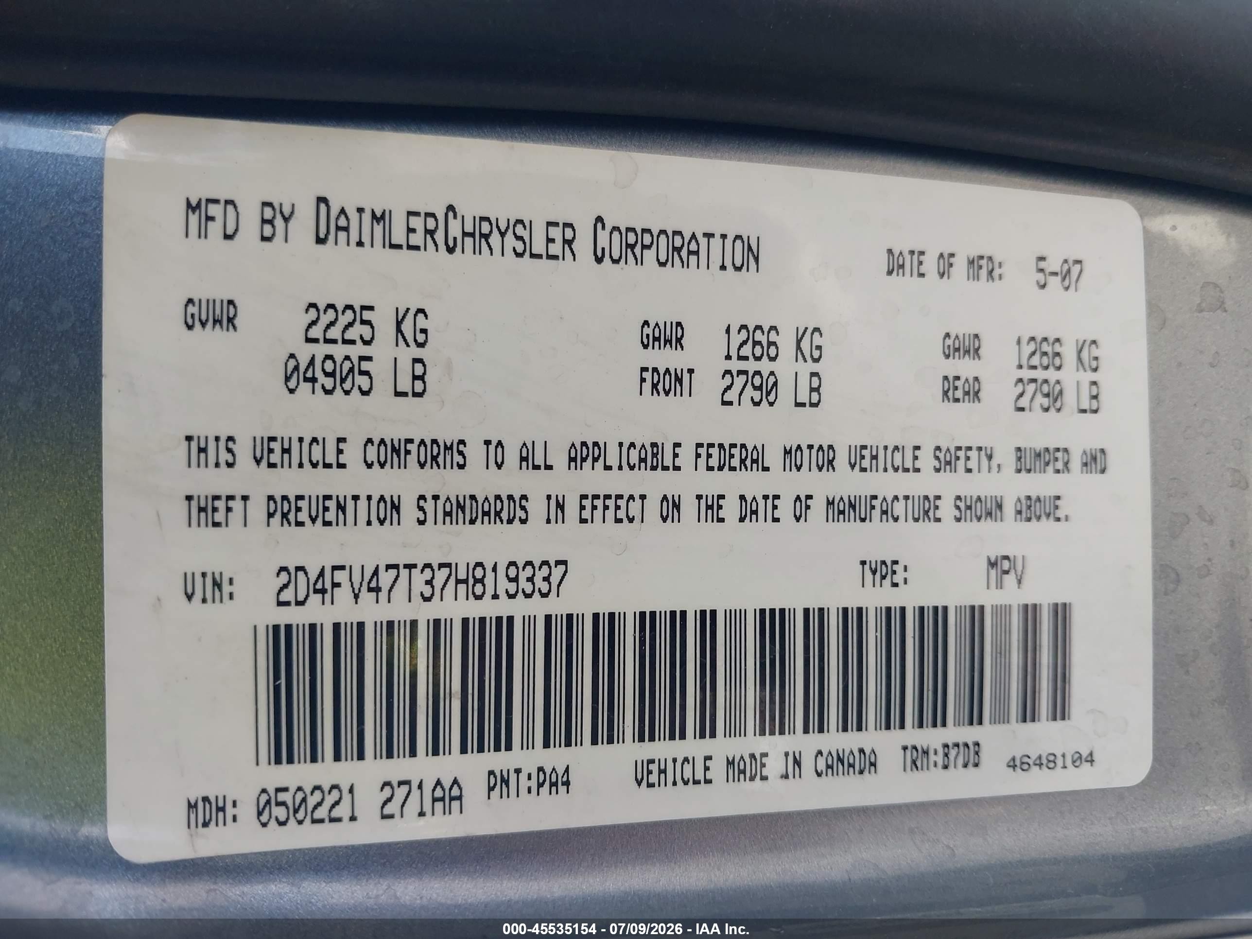 2007 Dodge Magnum   Silver vin: 2D4FV47T37H819337