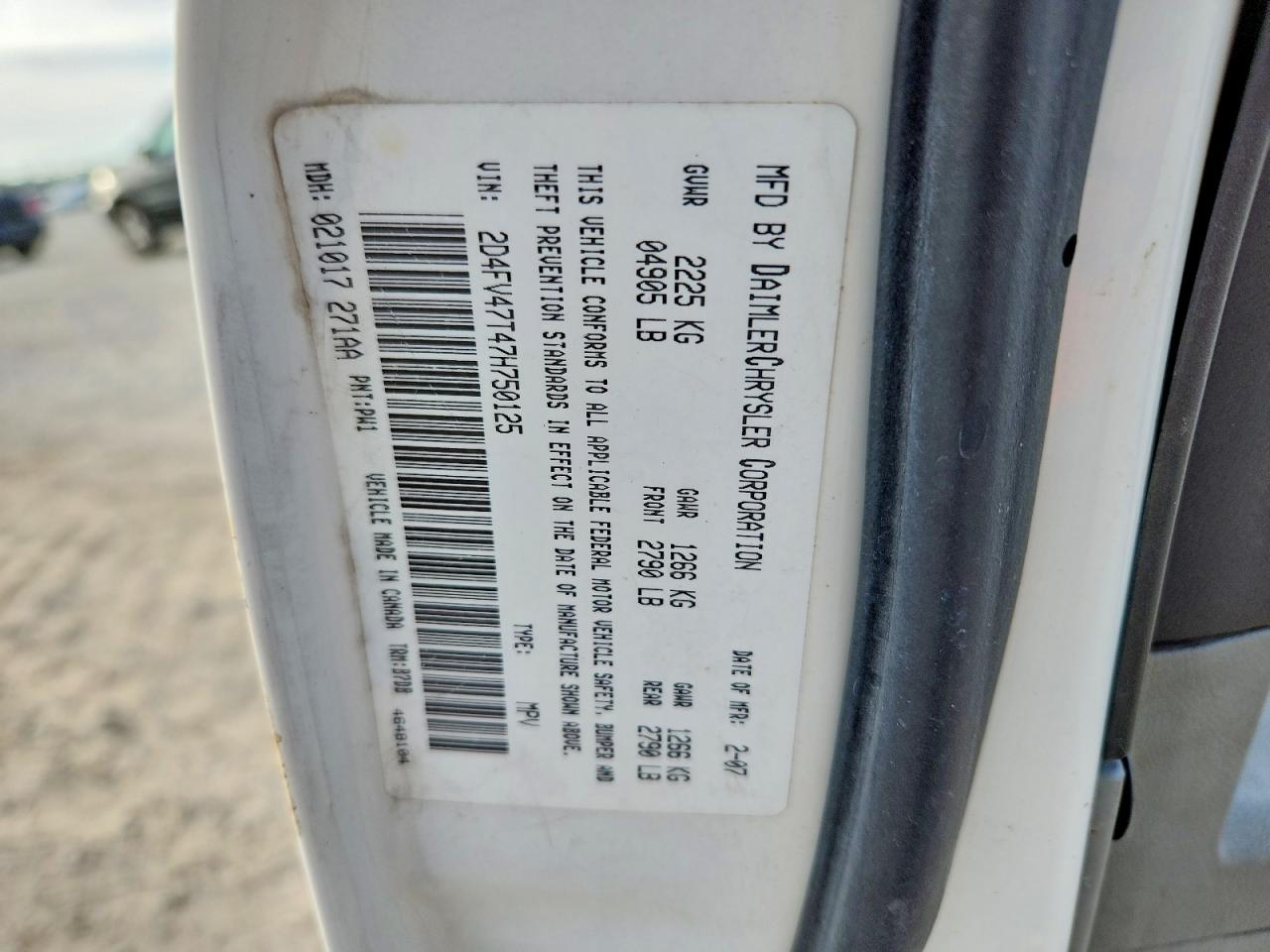 2007 Dodge Magnum Se White vin: 2D4FV47T47H750125