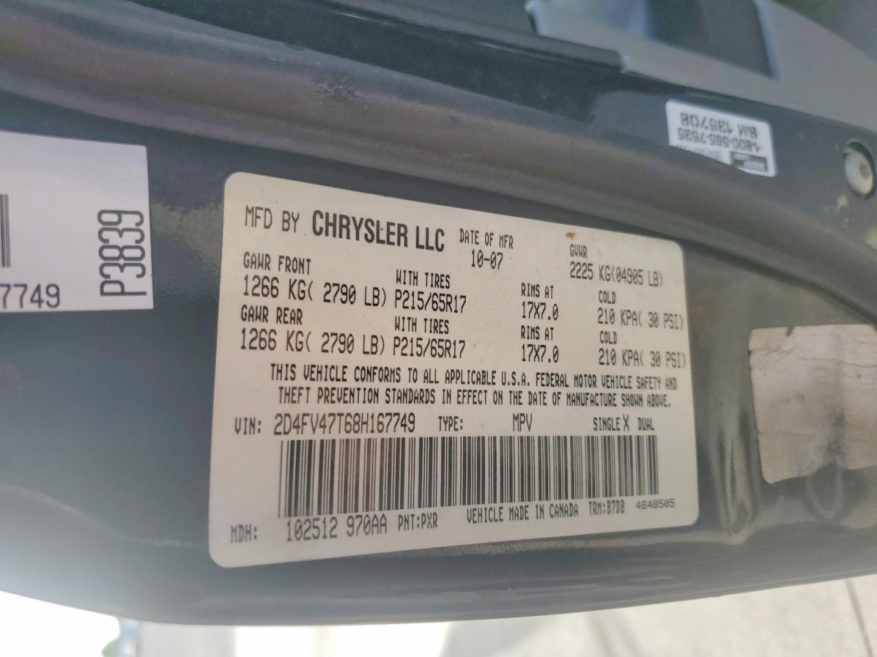 2008 Dodge Magnum Black vin: 2D4FV47T68H167749
