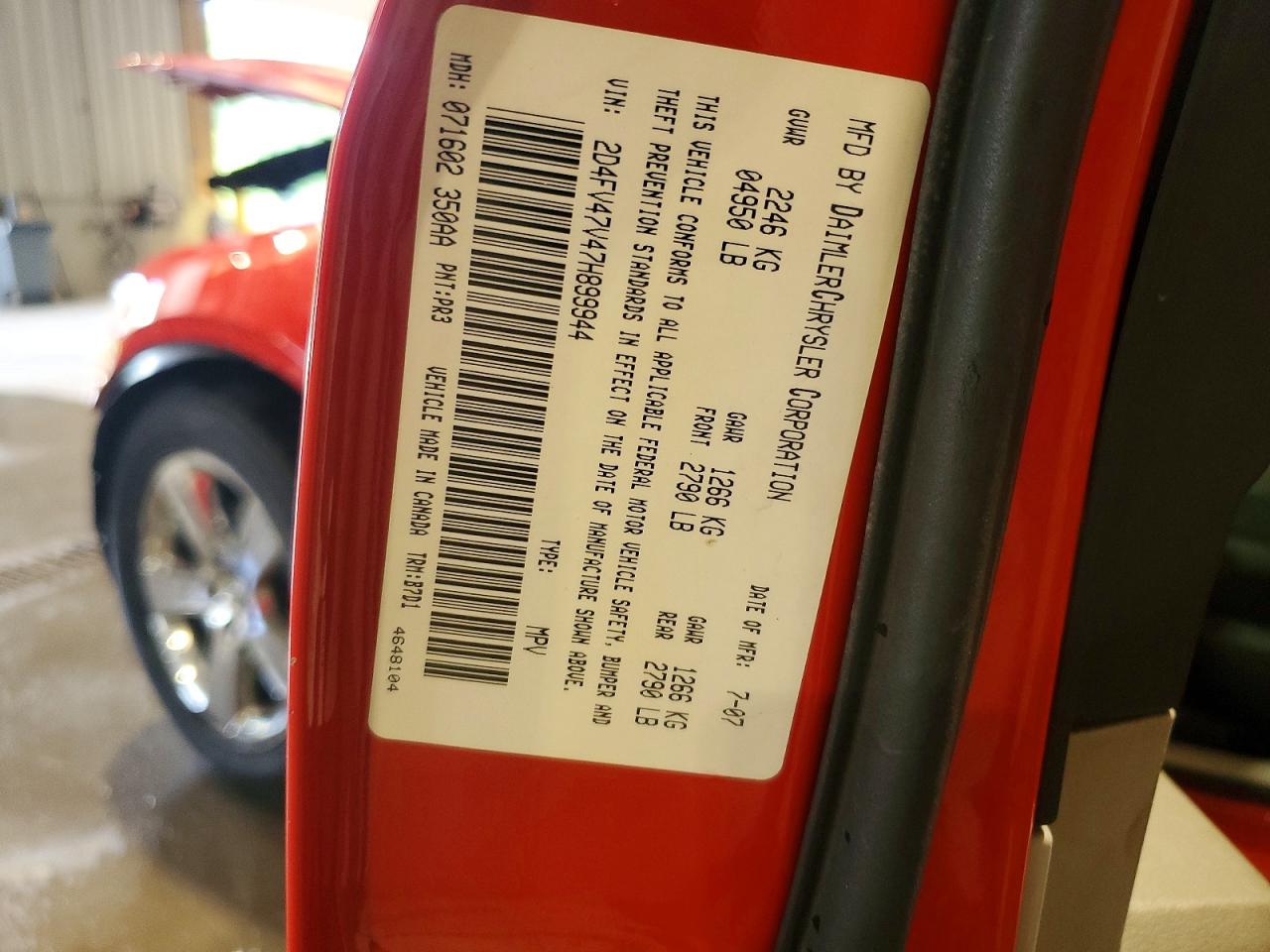 2007 Dodge Magnum Sxt Red vin: 2D4FV47V47H899944