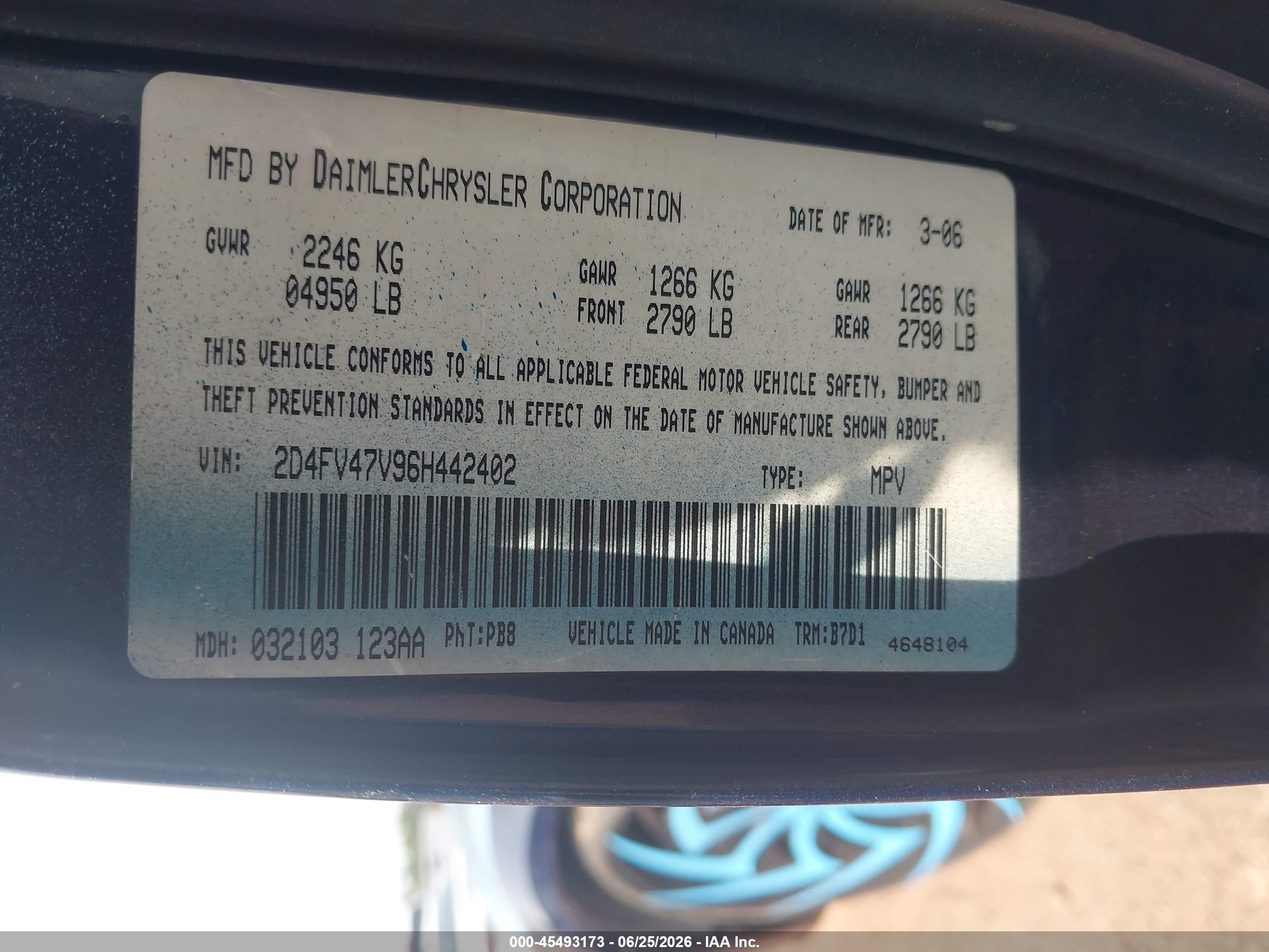 2006 Dodge Magnum   Blue vin: 2D4FV47V96H442402