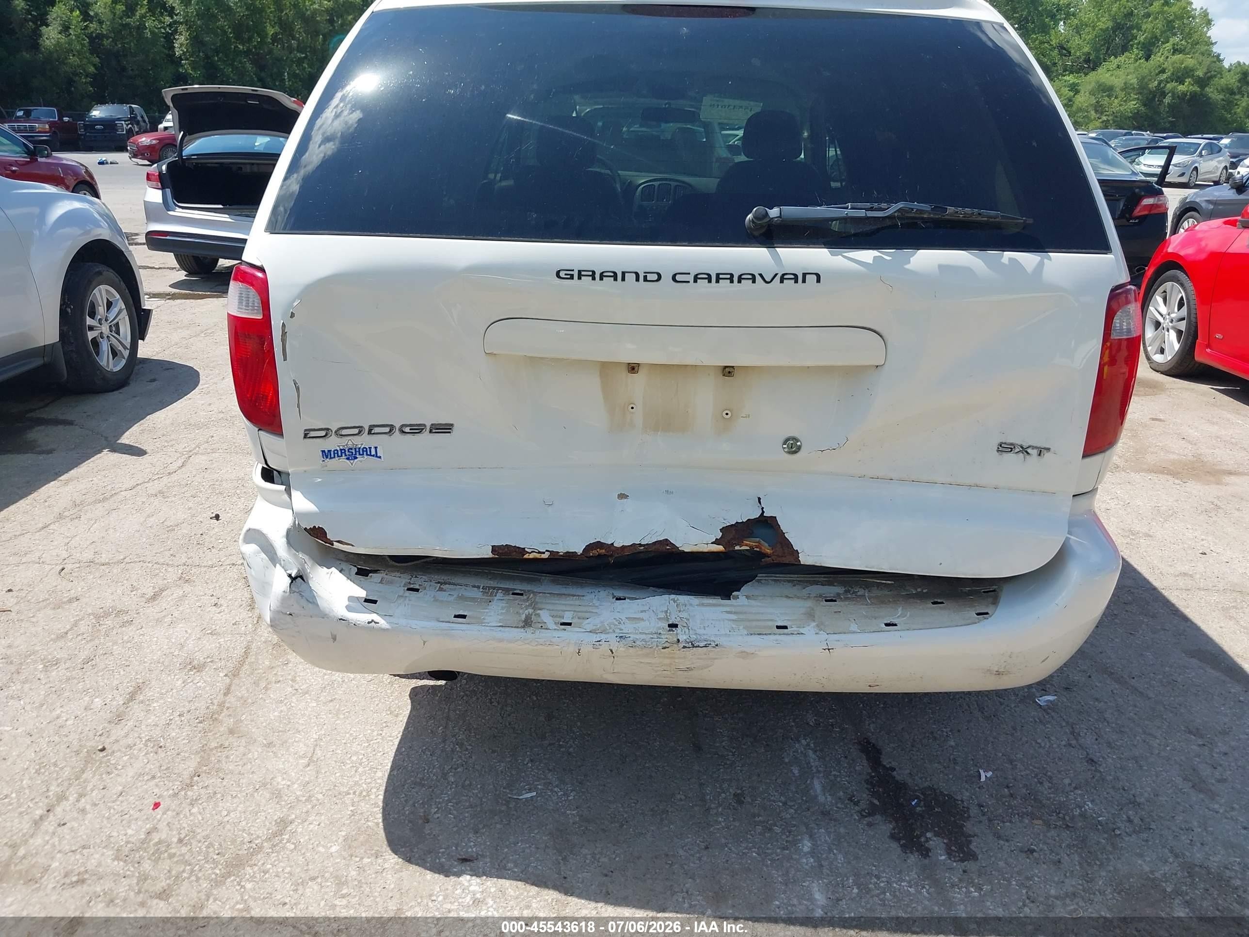 2007 Dodge Grand Caravan Sxt White vin: 2D4GP44L07R344792