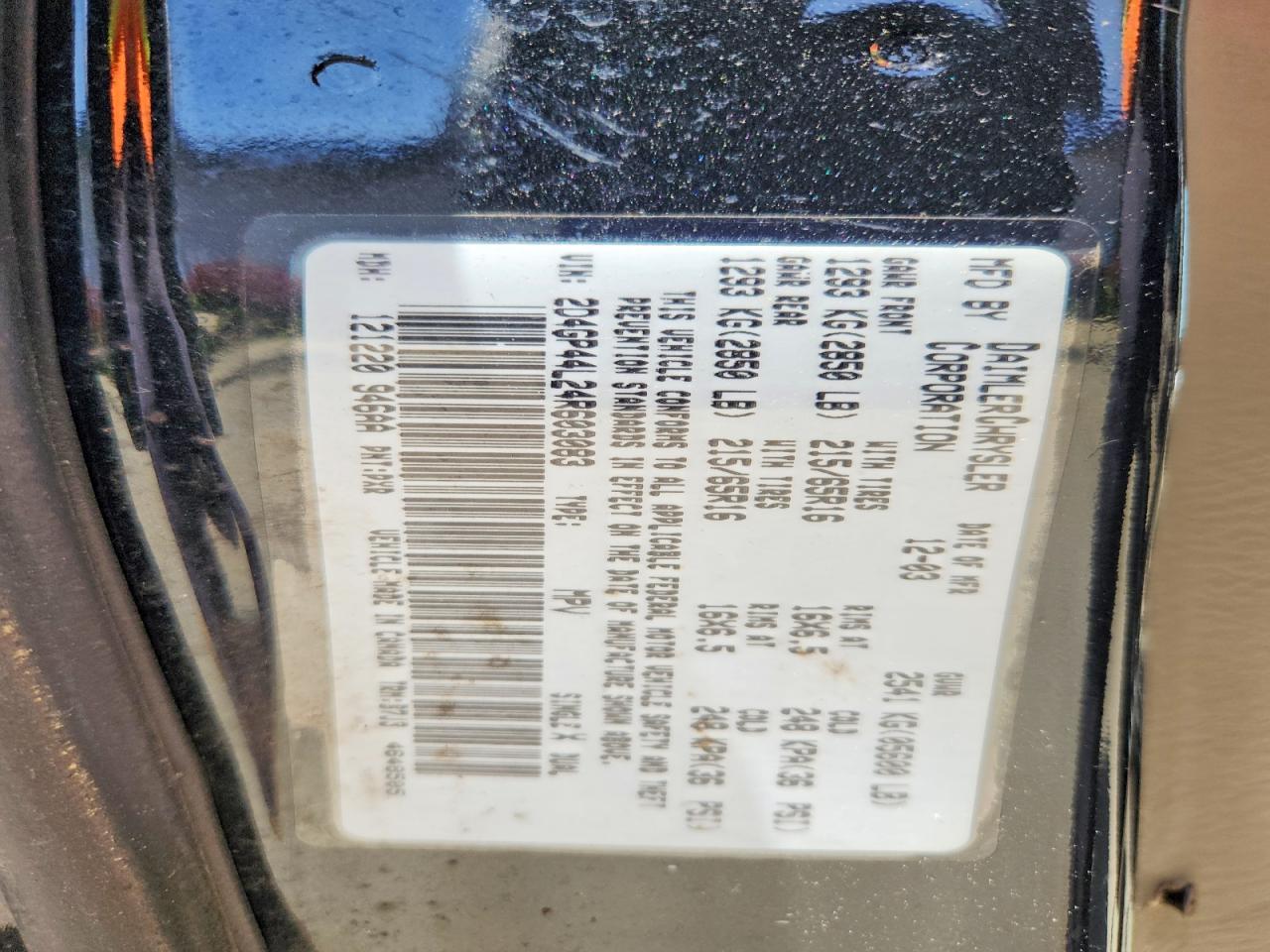 2004 Dodge Grand Caravan Sxt Черный vin: 2D4GP44L24R603083