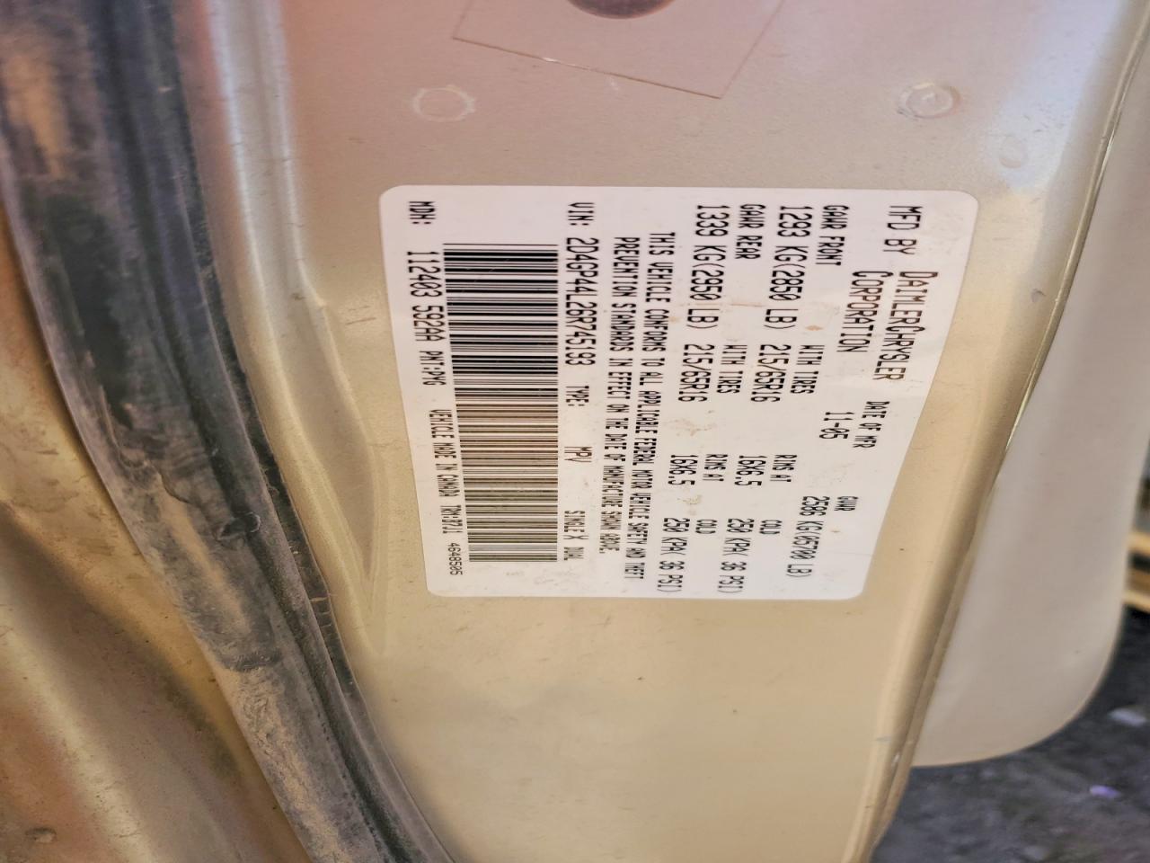 2006 Dodge Grand Caravan Sxt Tan vin: 2D4GP44L26R745193