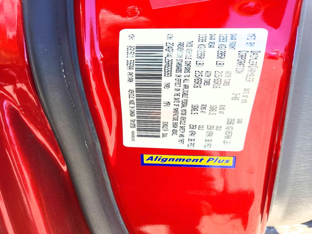 2006 Dodge Grand Caravan Sxt Red vin: 2D4GP44L26R822693