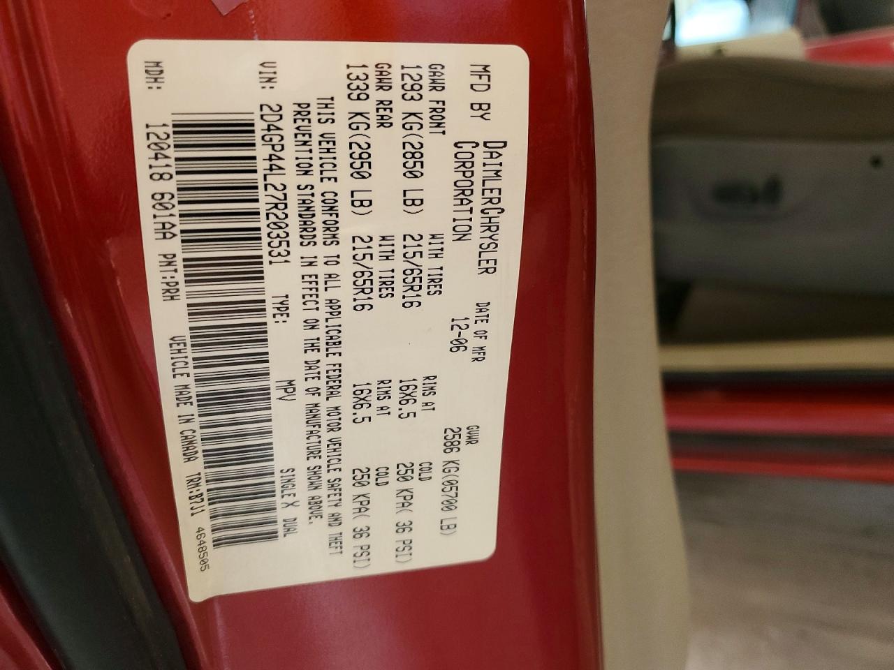 2007 Dodge Grand Caravan Sxt Red vin: 2D4GP44L27R203531